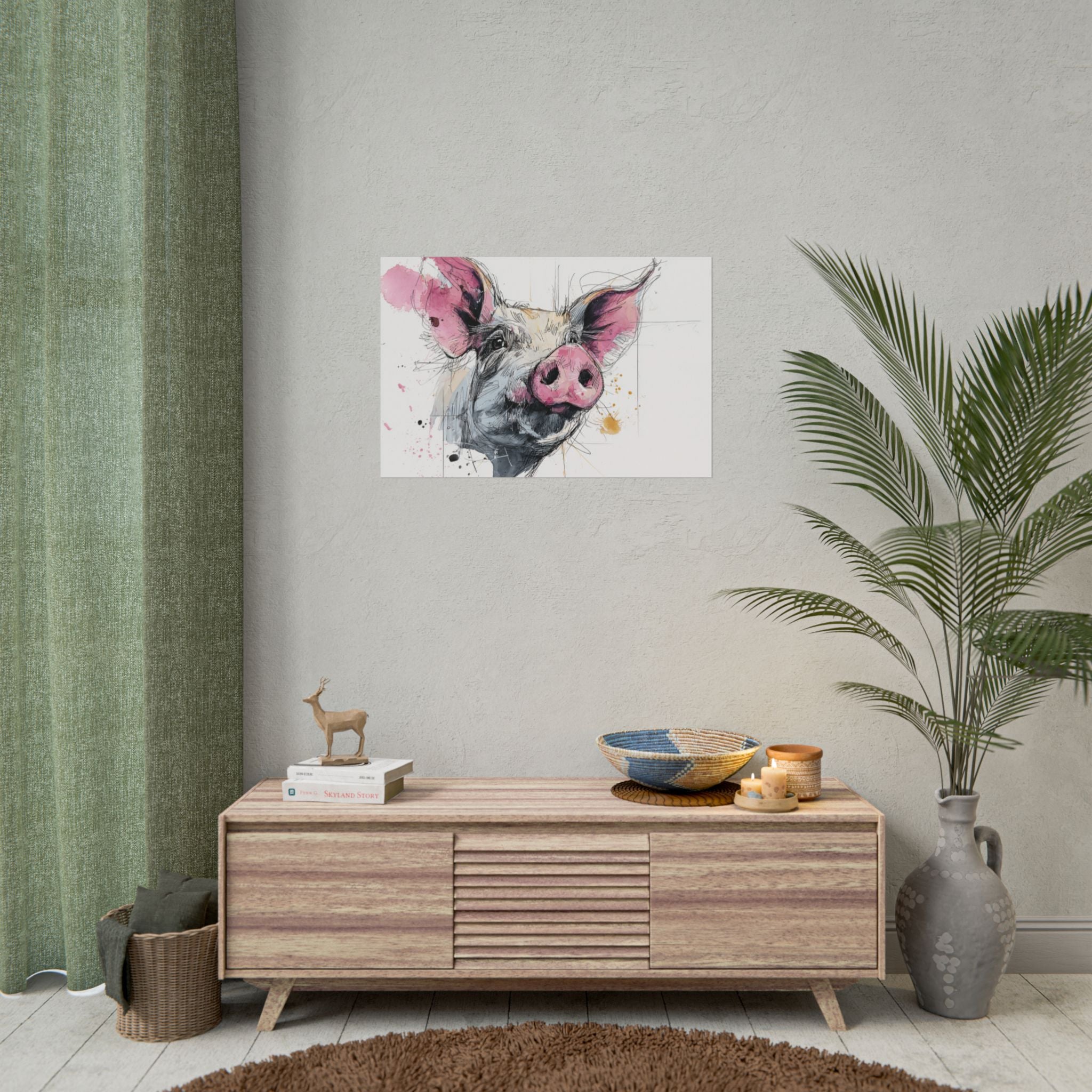 Whimsical Pig Art Print - Playful Farmhouse Decor