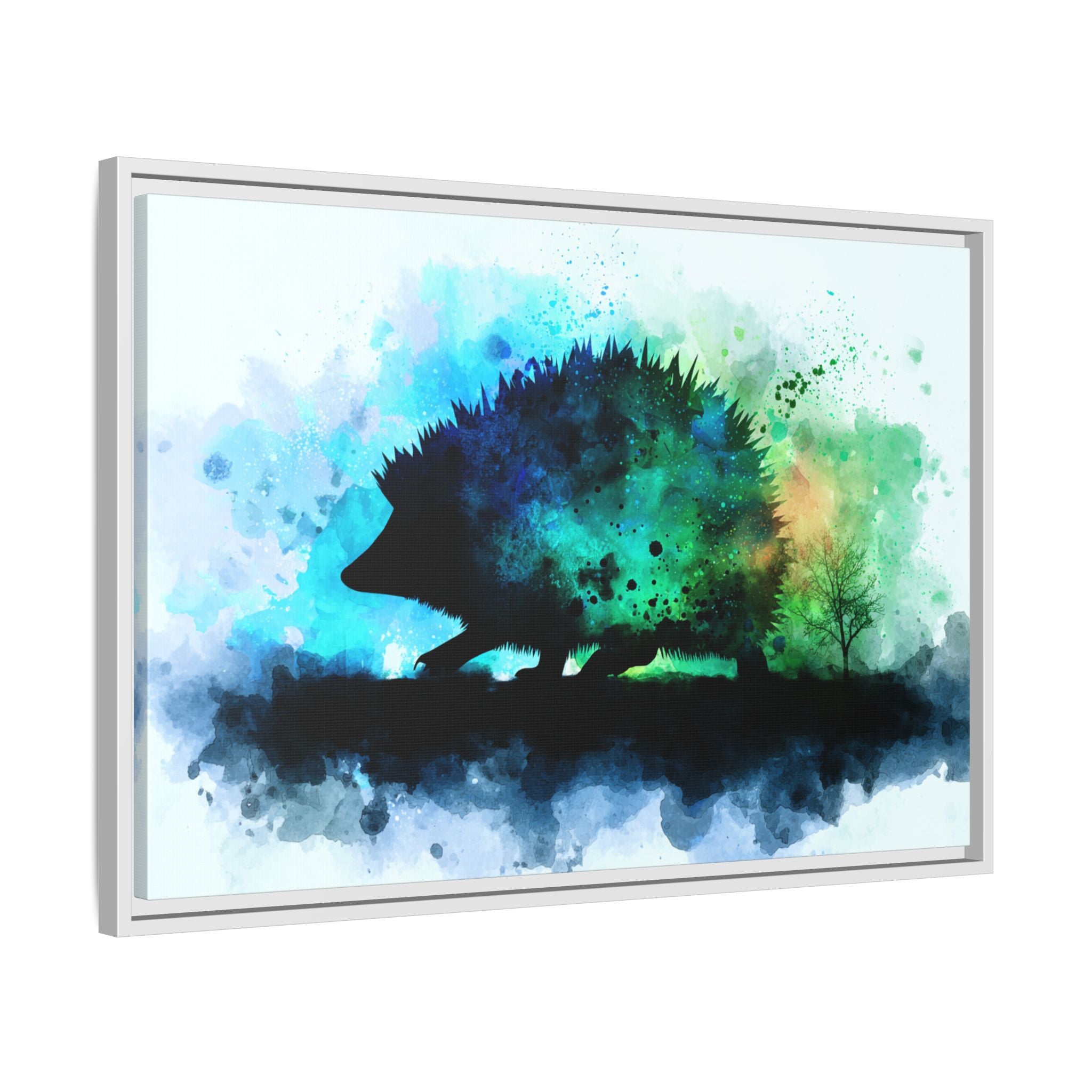 Hedgehog Silhouette Watercolor Art | Nature-Inspired Home Decor