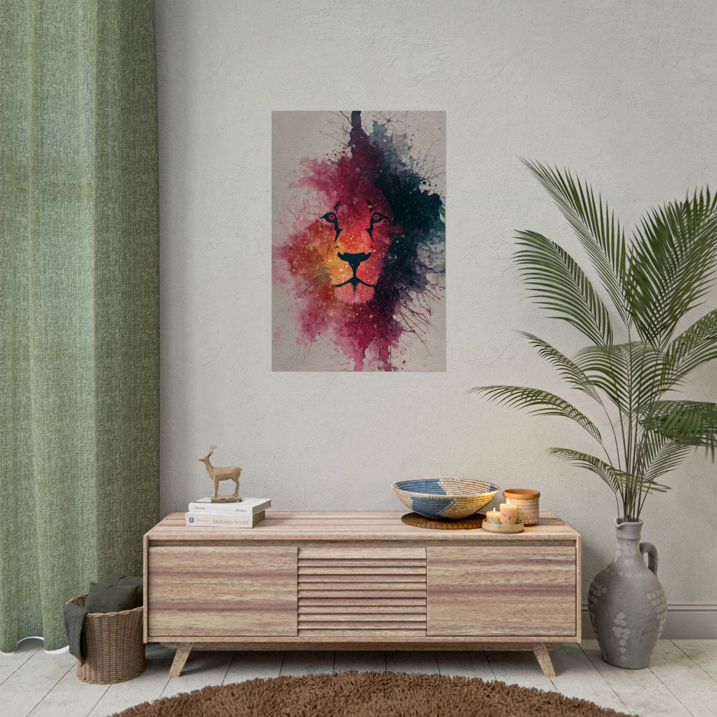 Majestic Lion Watercolor Art | Vibrant Animal Portrait