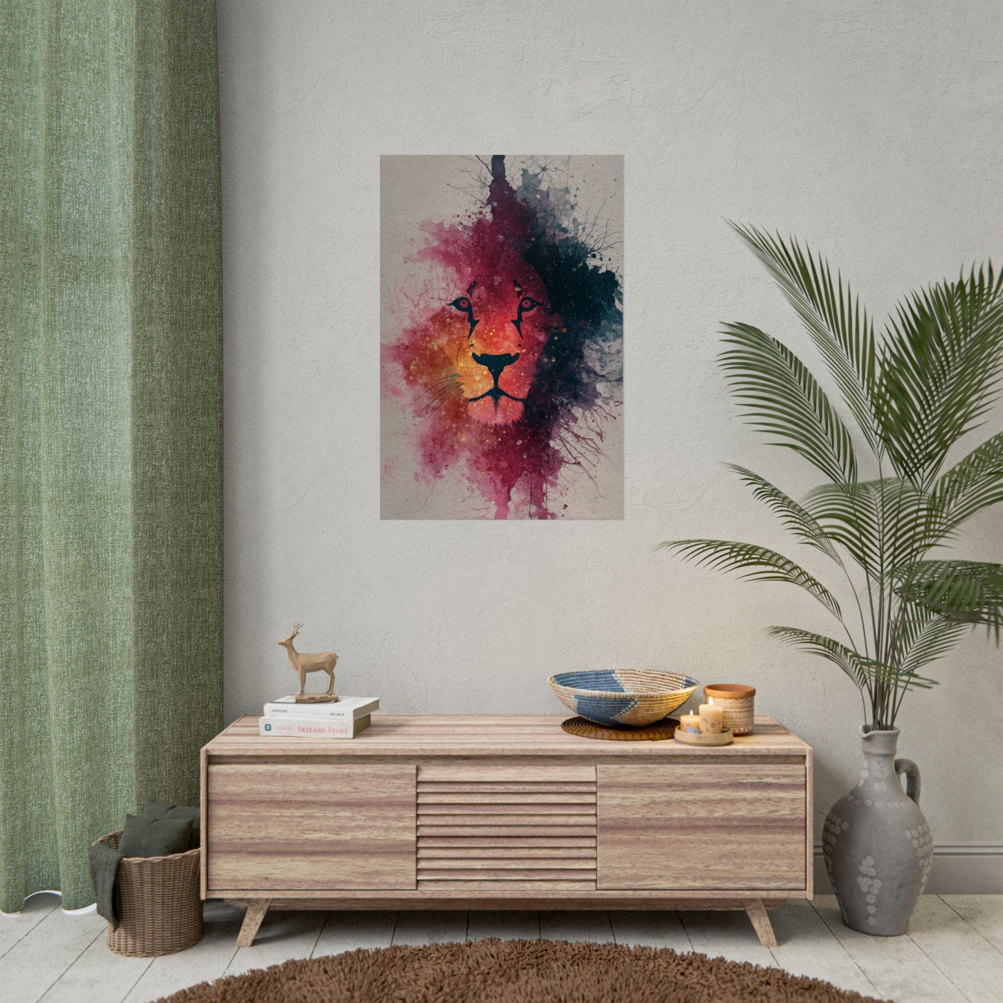 Majestic Lion Watercolor Art | Vibrant Animal Portrait