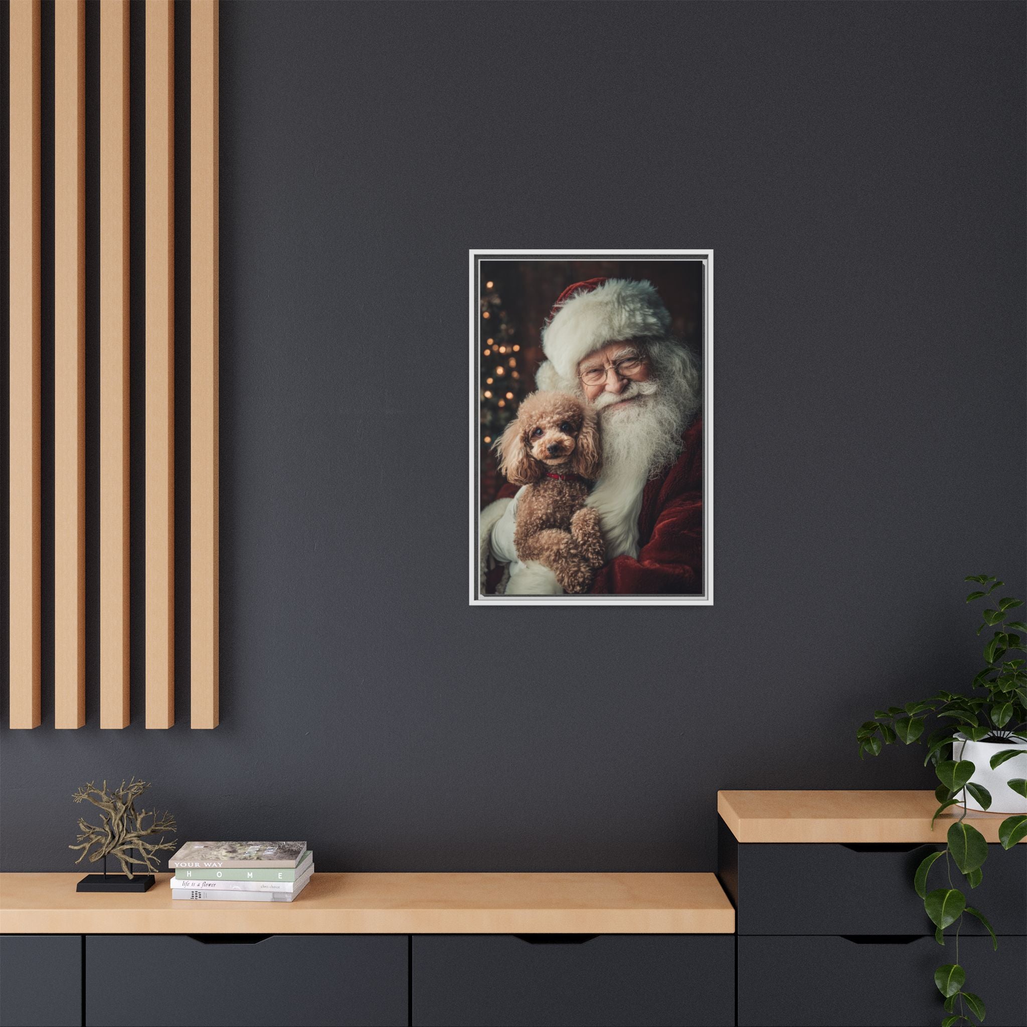 Heartwarming Santa and Poodle Artwork – Holiday Home Décor