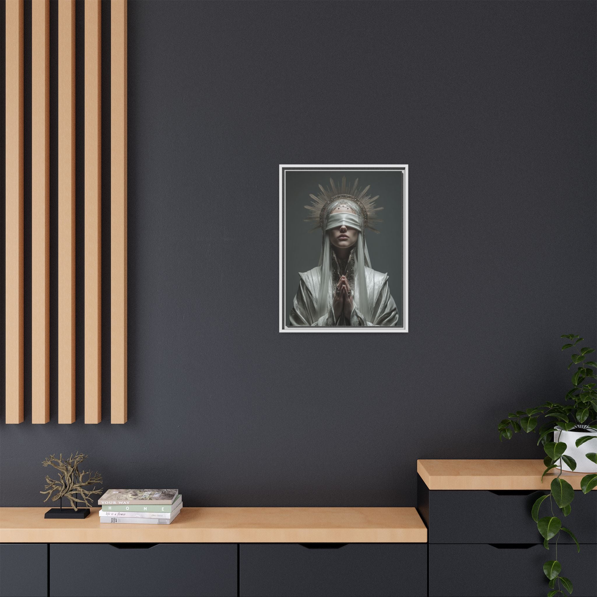 Ethereal Blindfolded Saint Art | Spiritual Home Decor
