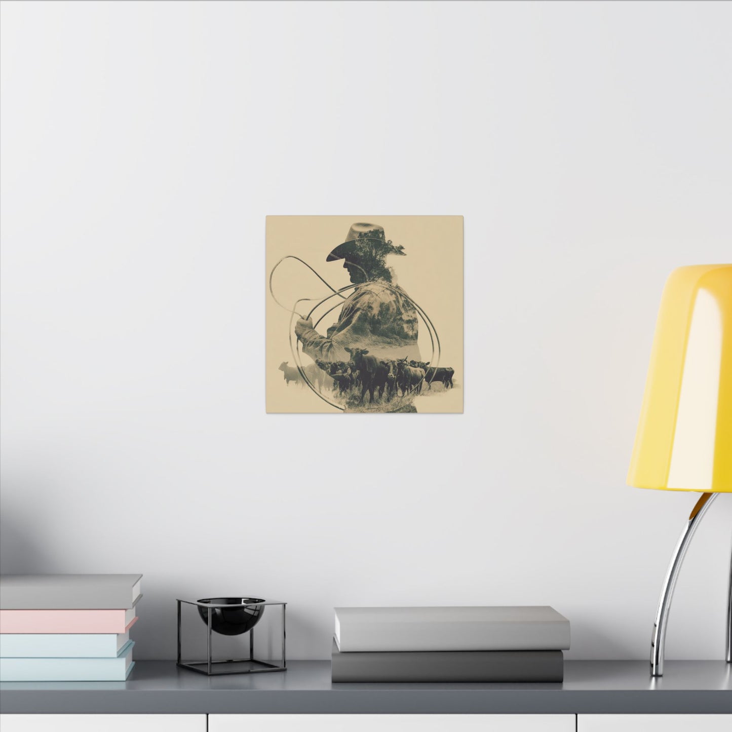 Lone Cowboy Silhouette Art - Vintage Western Charm