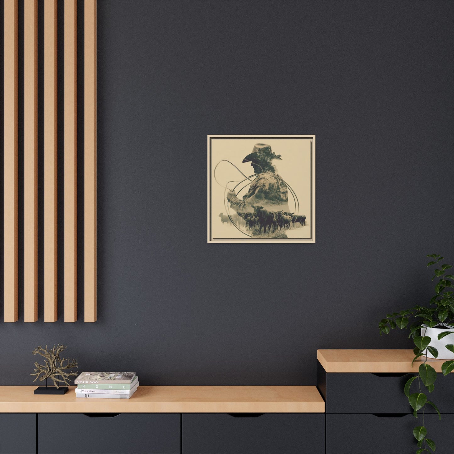 Lone Cowboy Silhouette Art - Vintage Western Charm