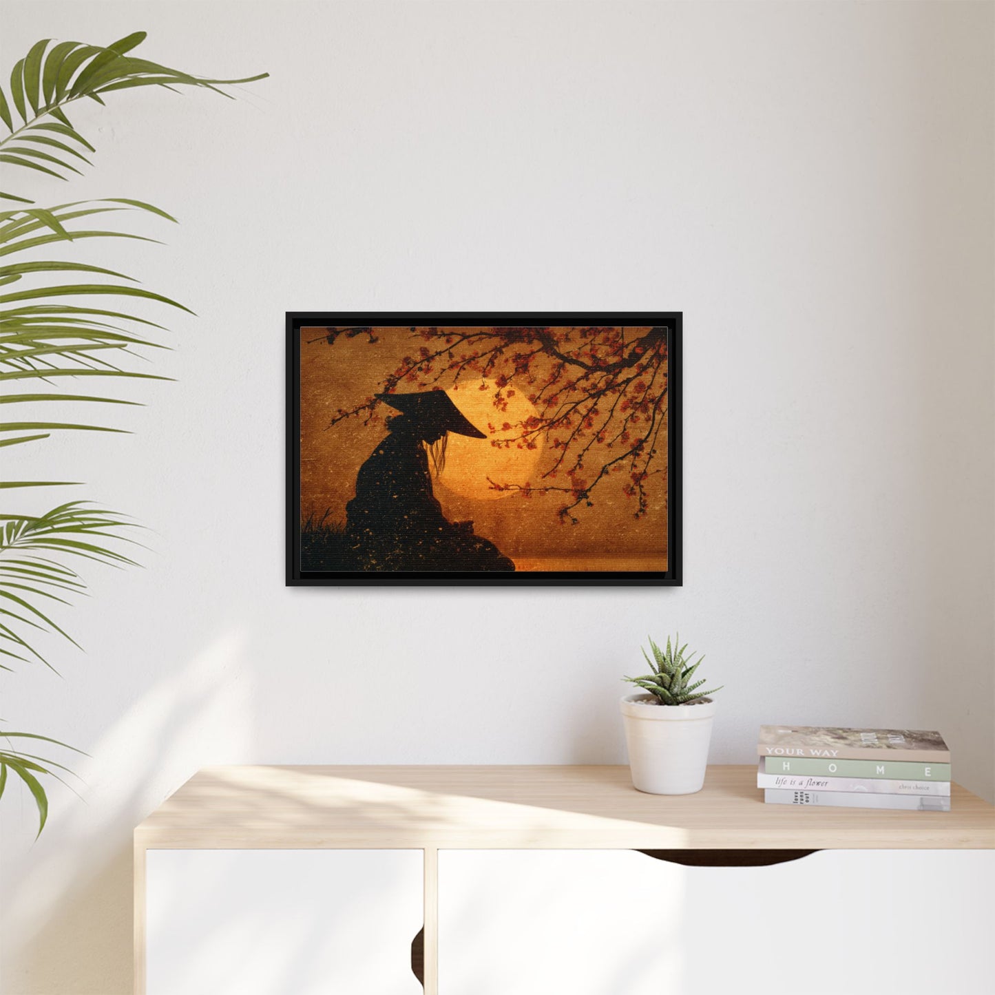 Serene Silhouette of Contemplation | Asian-Inspired Artwork
