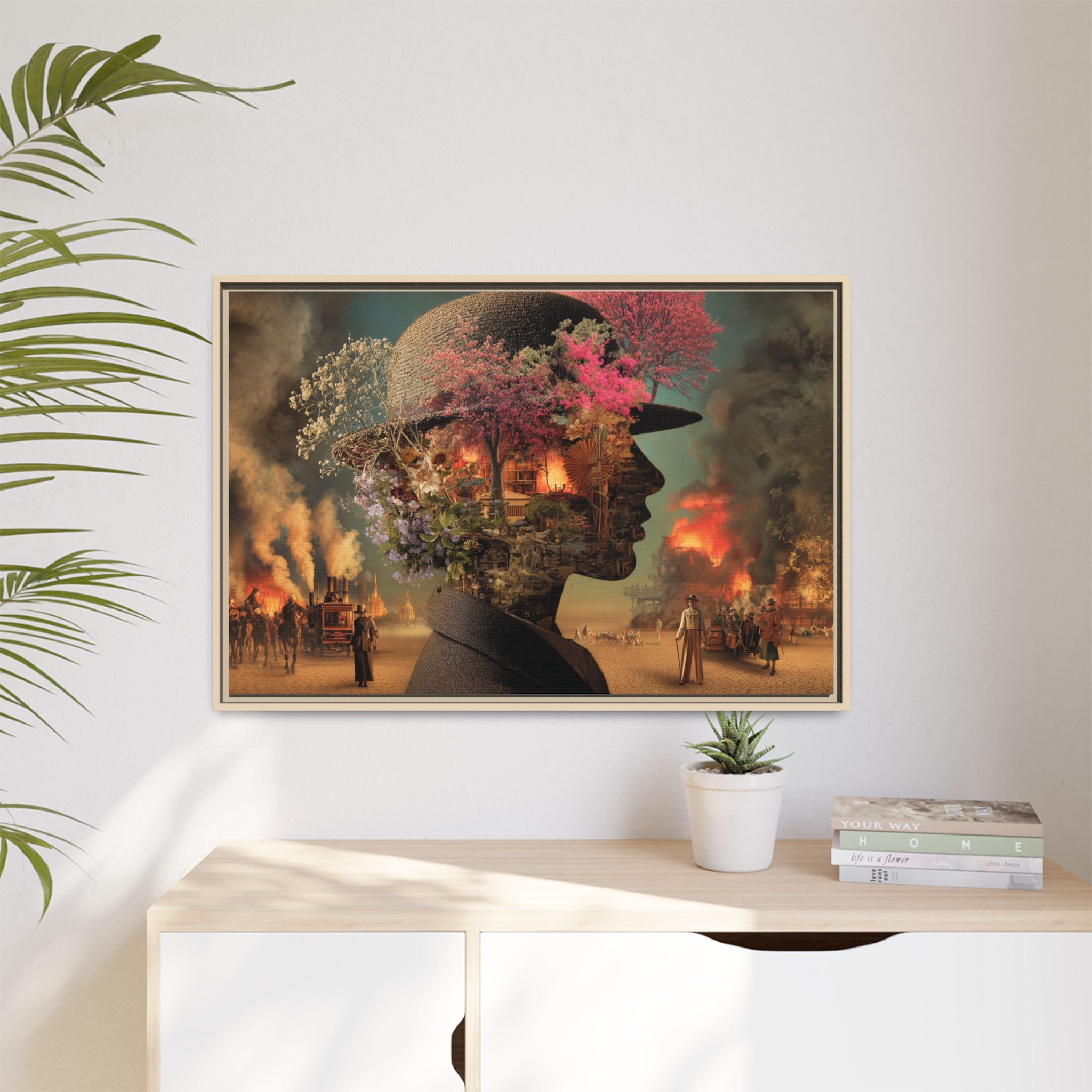 Whimsical Floral Silhouette Art Print | Living Room Décor