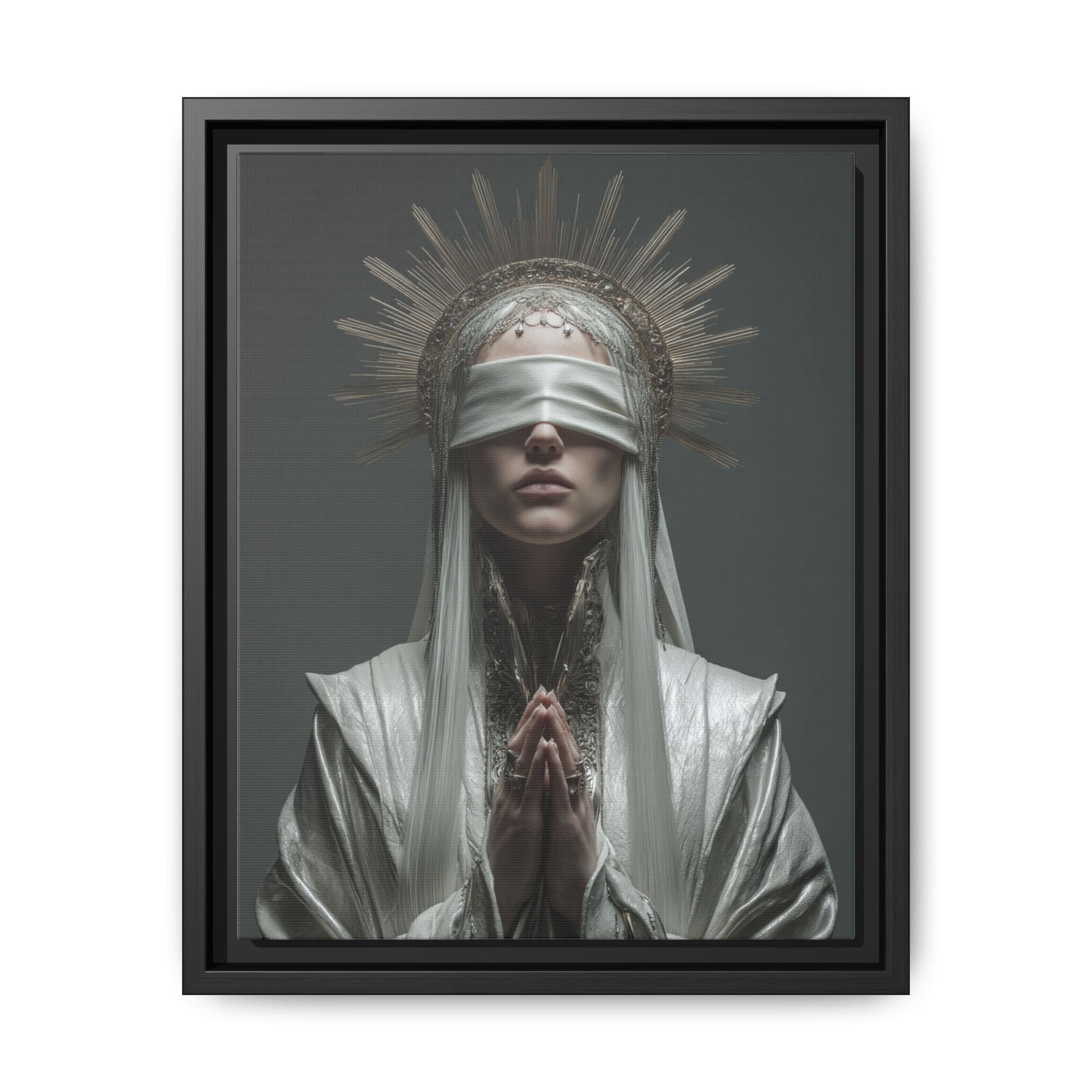 Ethereal Blindfolded Saint Art | Spiritual Home Decor