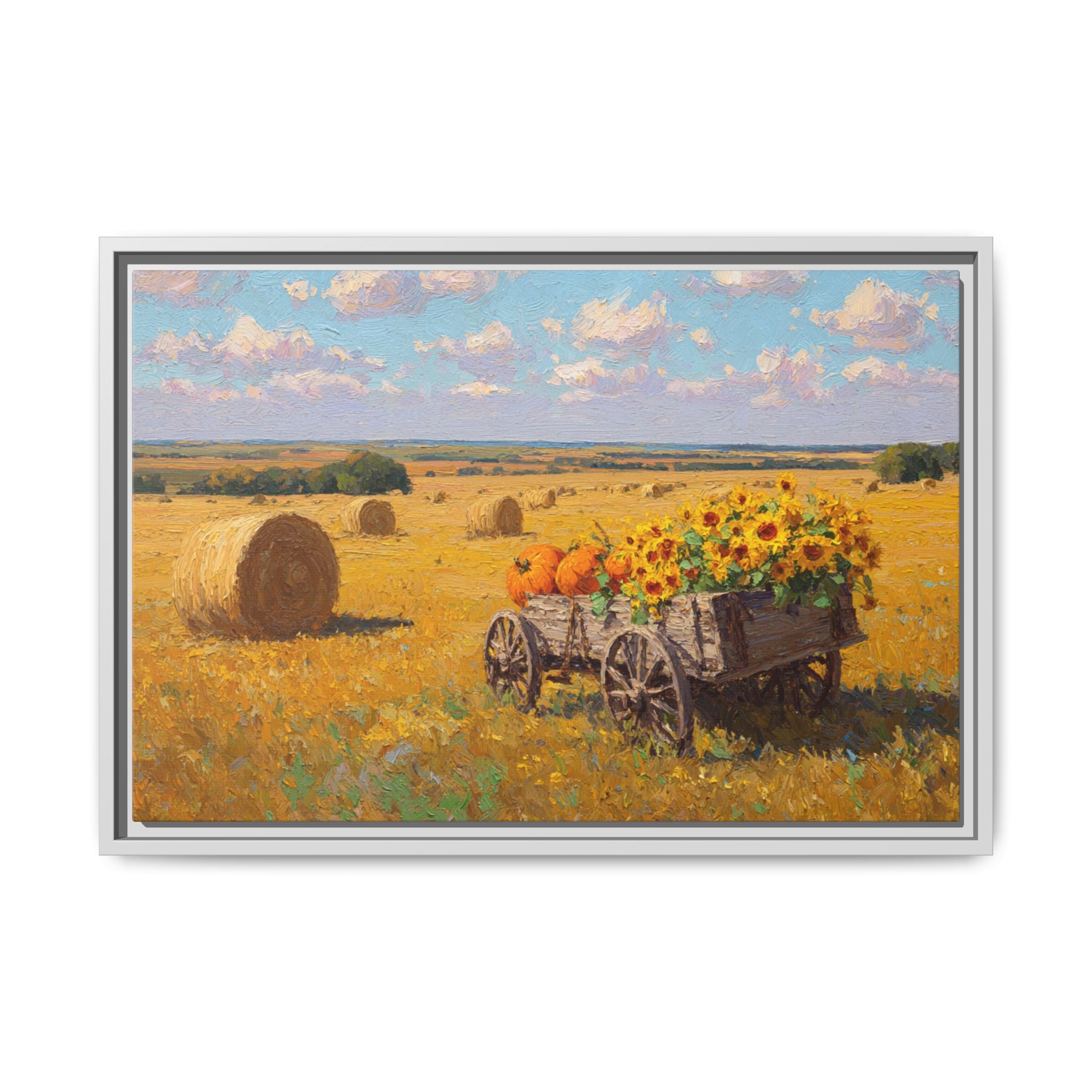 Sunflower Harvest Wagon Decor | Rustic Farm Art for Home