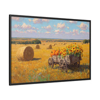 Sunflower Harvest Wagon Decor | Rustic Farm Art for Home