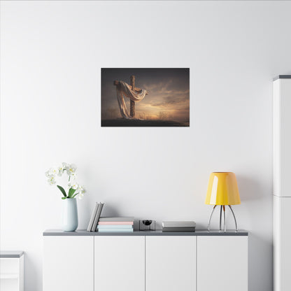 Rustic Cross Wall Art with Draped Fabric | Inspirational Decor