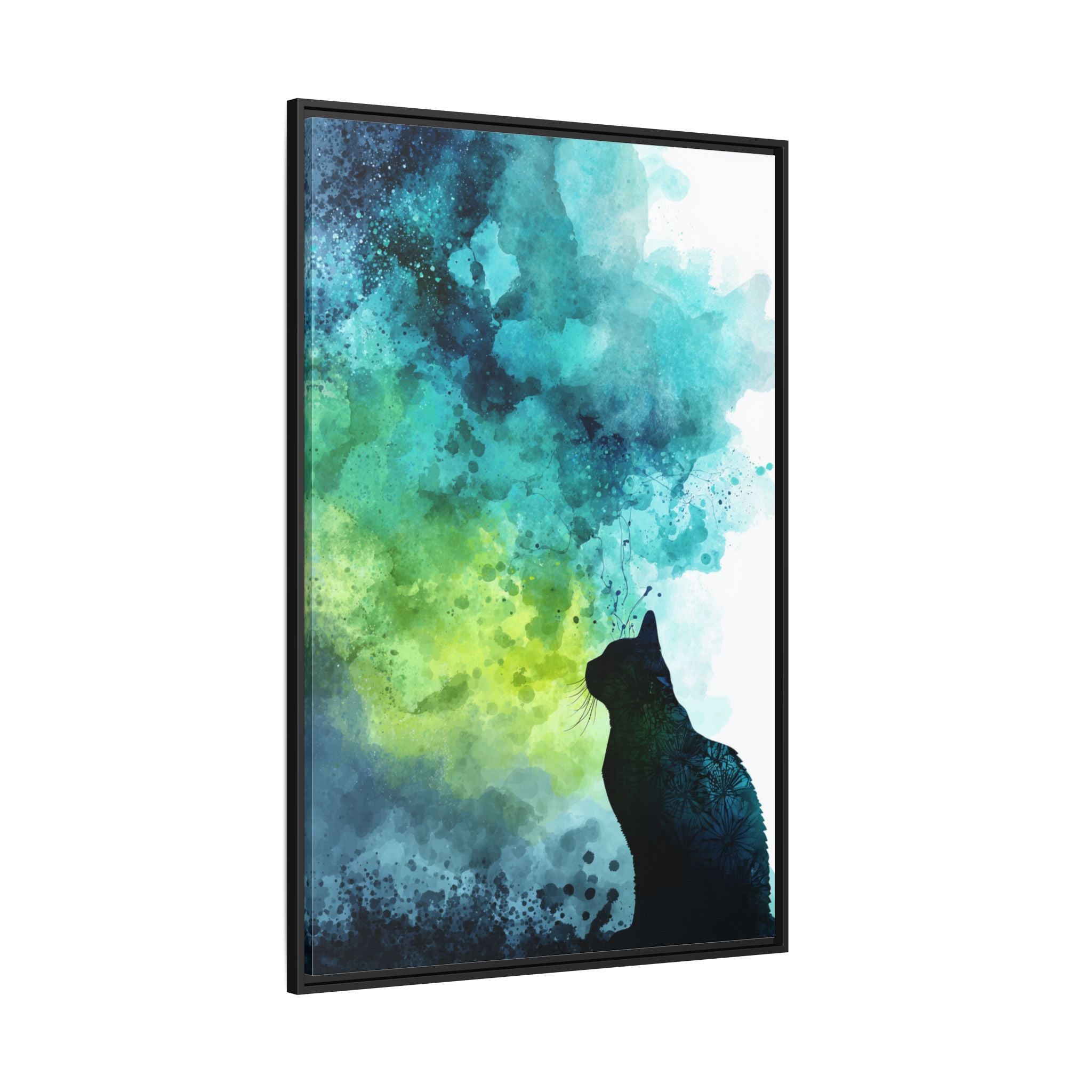Whimsical Cat Silhouette Watercolor Artwork