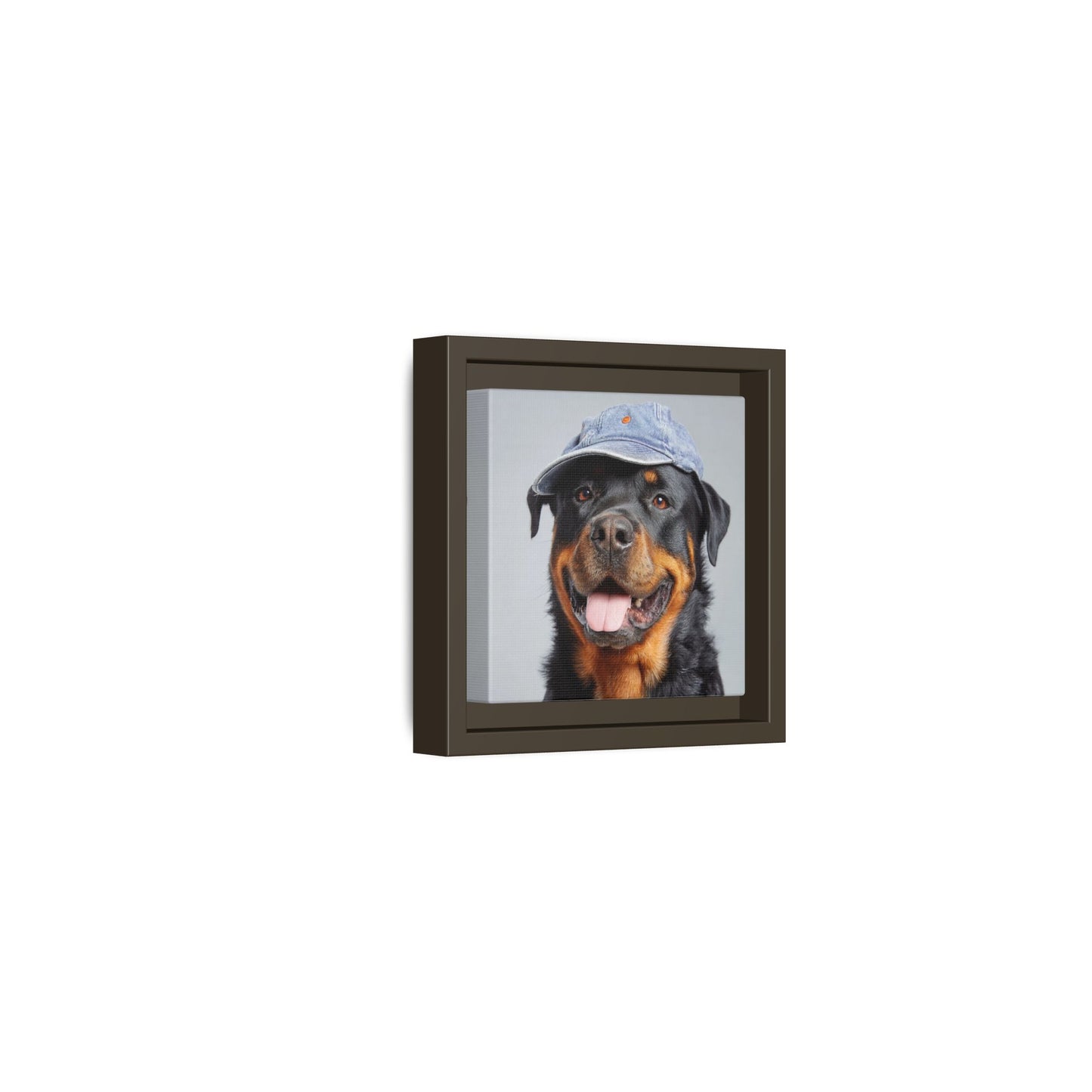 Whimsical Rottweiler Art - Denim Hat Dog Portrait