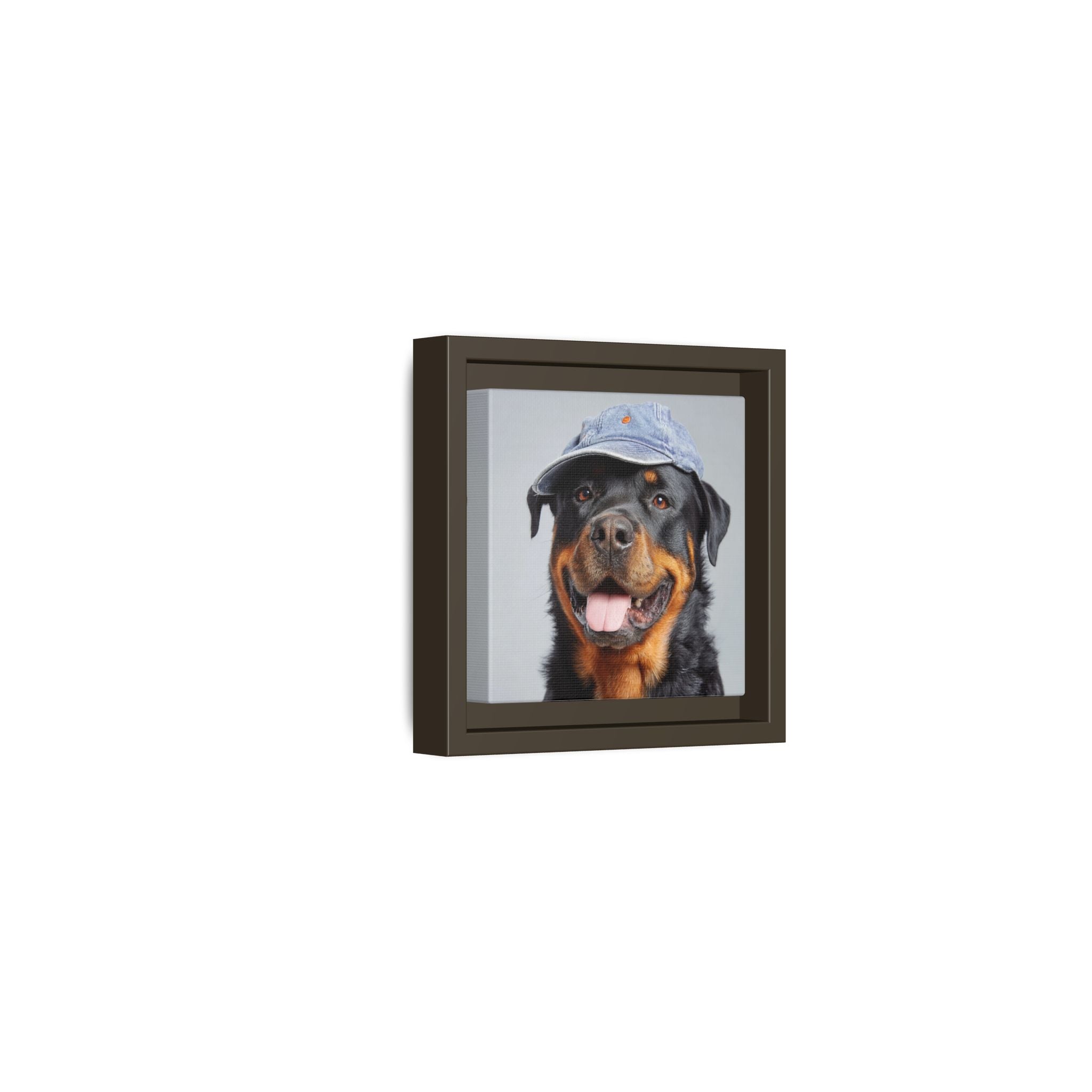 Whimsical Rottweiler Art - Denim Hat Dog Portrait