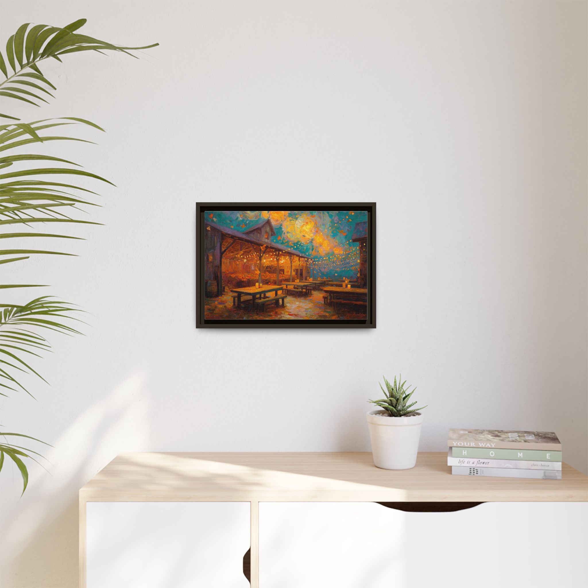 Autumn Festival Night Scene - Colorful Impressionist Art