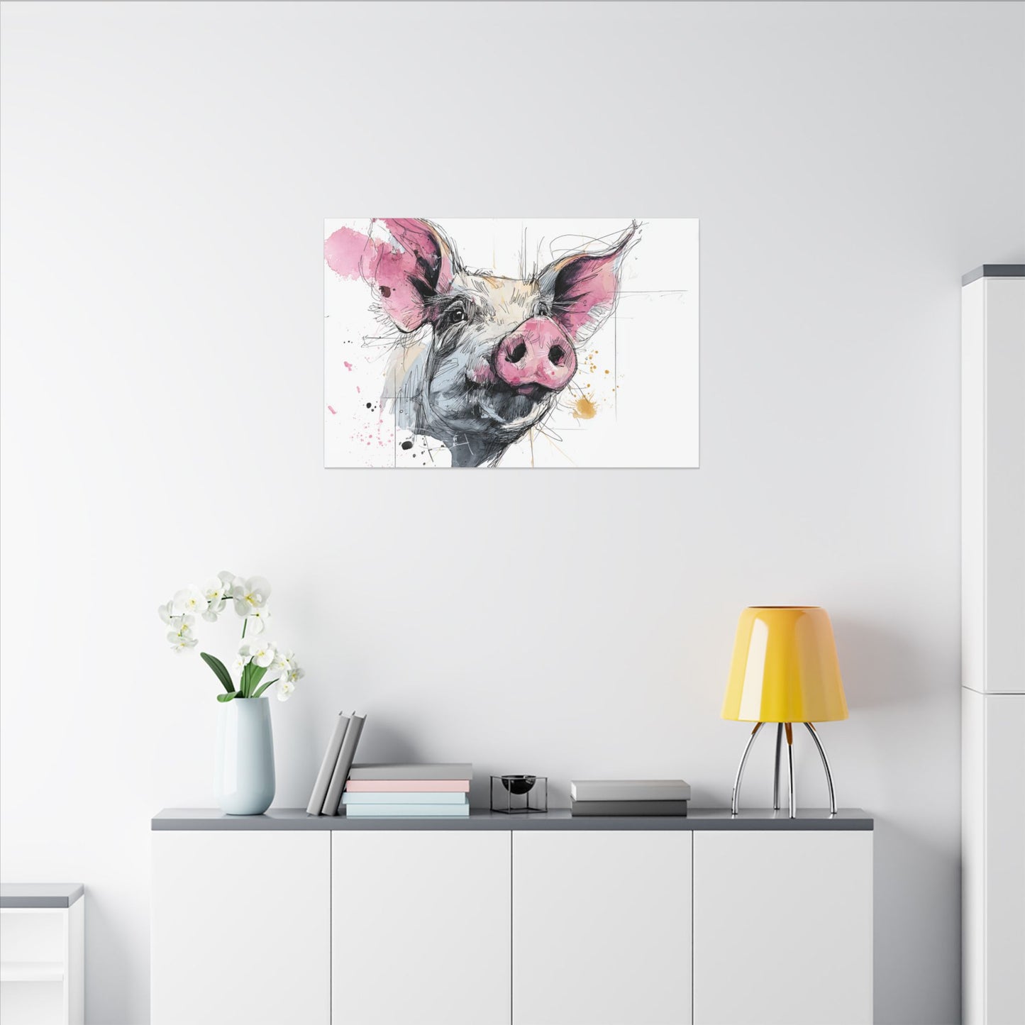 Whimsical Pig Art Print - Playful Farmhouse Decor