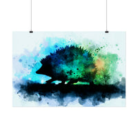 Hedgehog Silhouette Watercolor Art | Nature-Inspired Home Decor