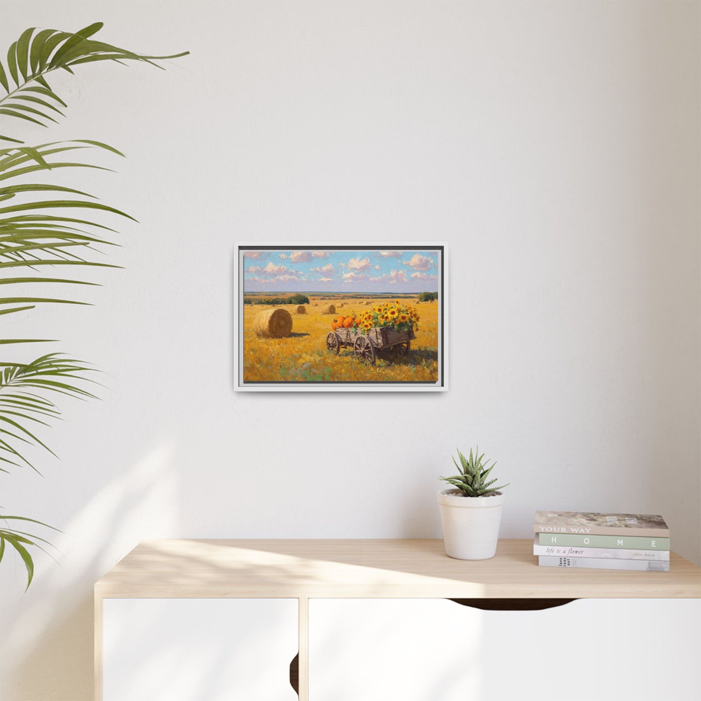 Sunflower Harvest Wagon Decor | Rustic Farm Art for Home