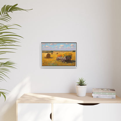 Sunflower Harvest Wagon Decor | Rustic Farm Art for Home