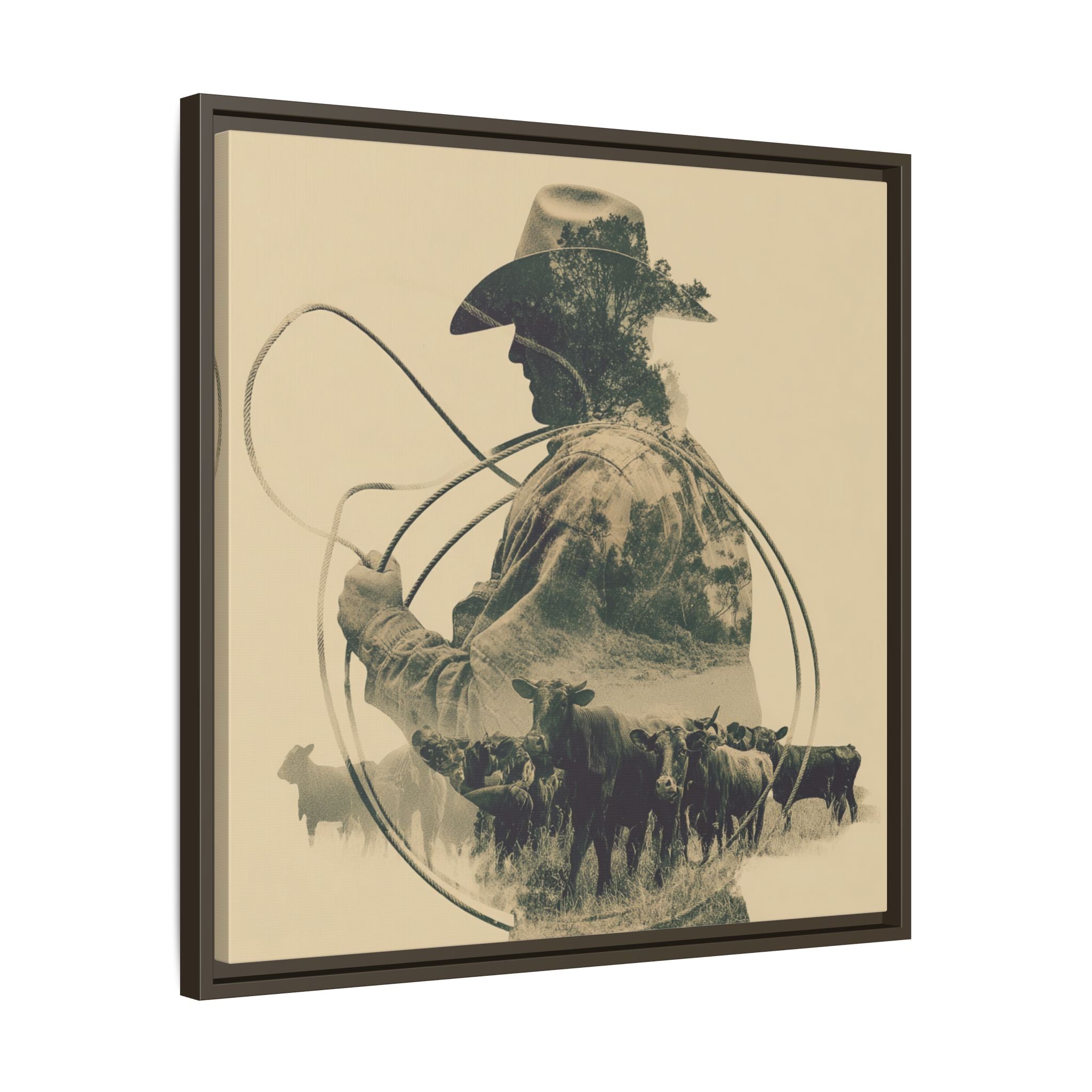 Lone Cowboy Silhouette Art - Vintage Western Charm