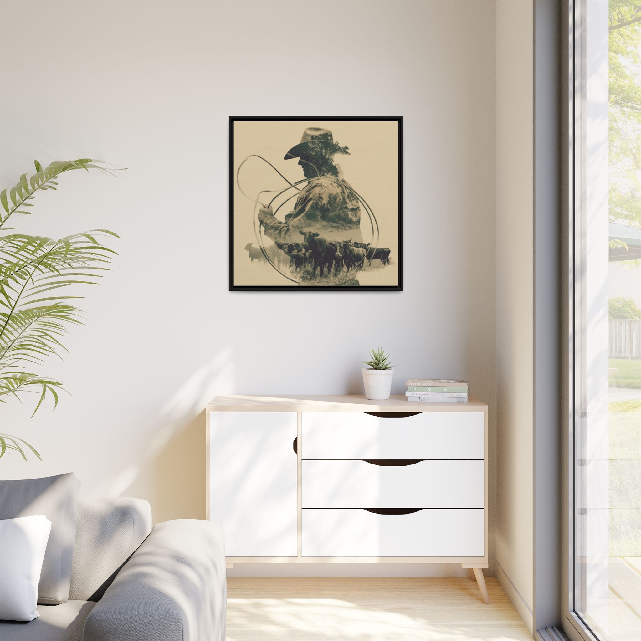 Lone Cowboy Silhouette Art - Vintage Western Charm