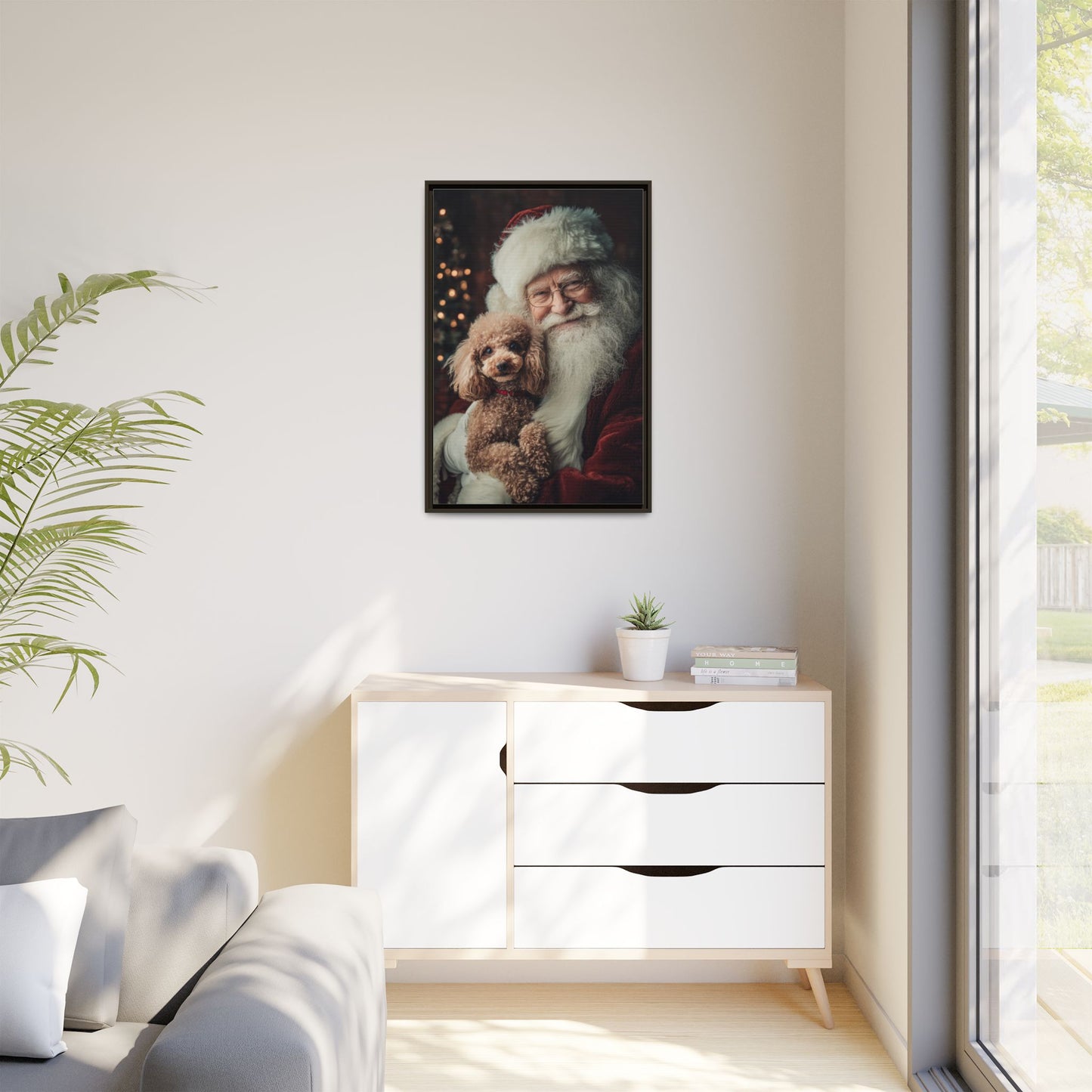 Heartwarming Santa and Poodle Artwork – Holiday Home Décor