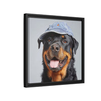 Whimsical Rottweiler Art - Denim Hat Dog Portrait