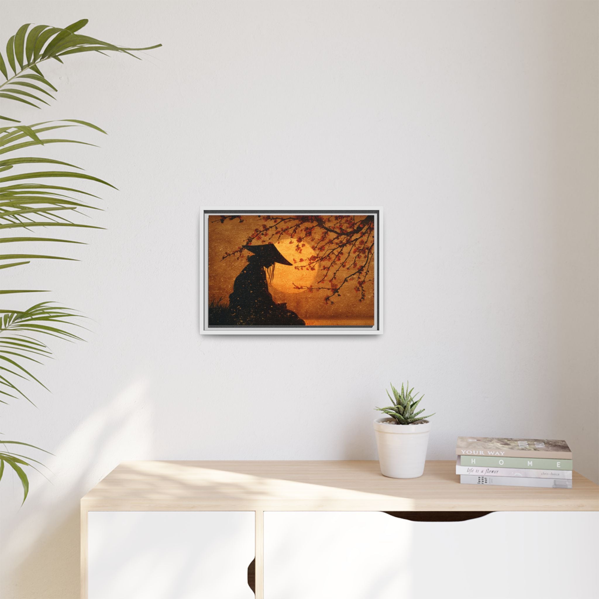 Serene Silhouette of Contemplation | Asian-Inspired Artwork