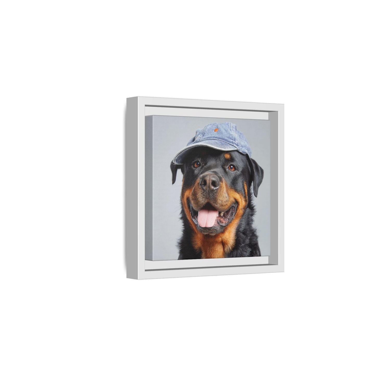 Whimsical Rottweiler Art - Denim Hat Dog Portrait