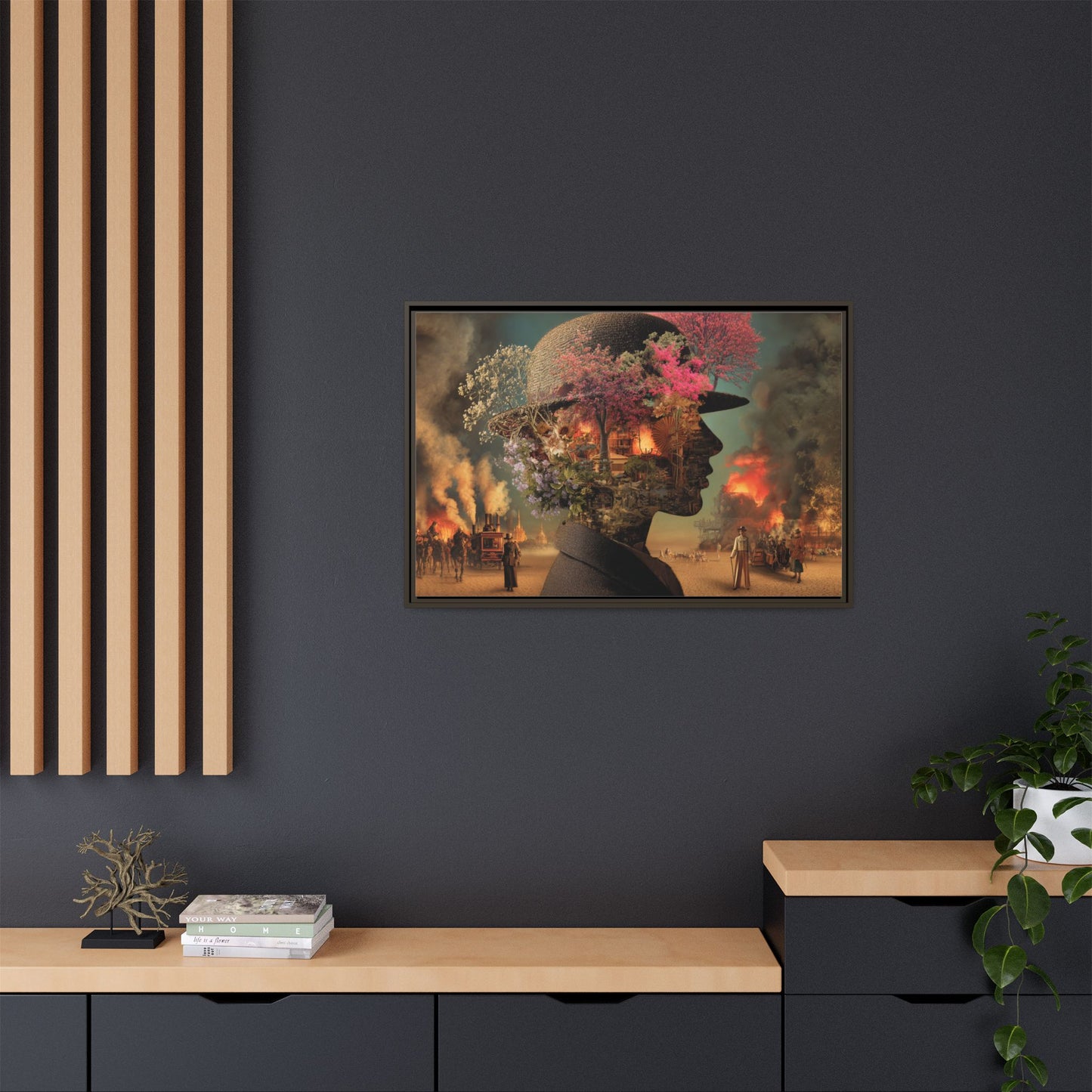 Whimsical Floral Silhouette Art Print | Living Room Décor