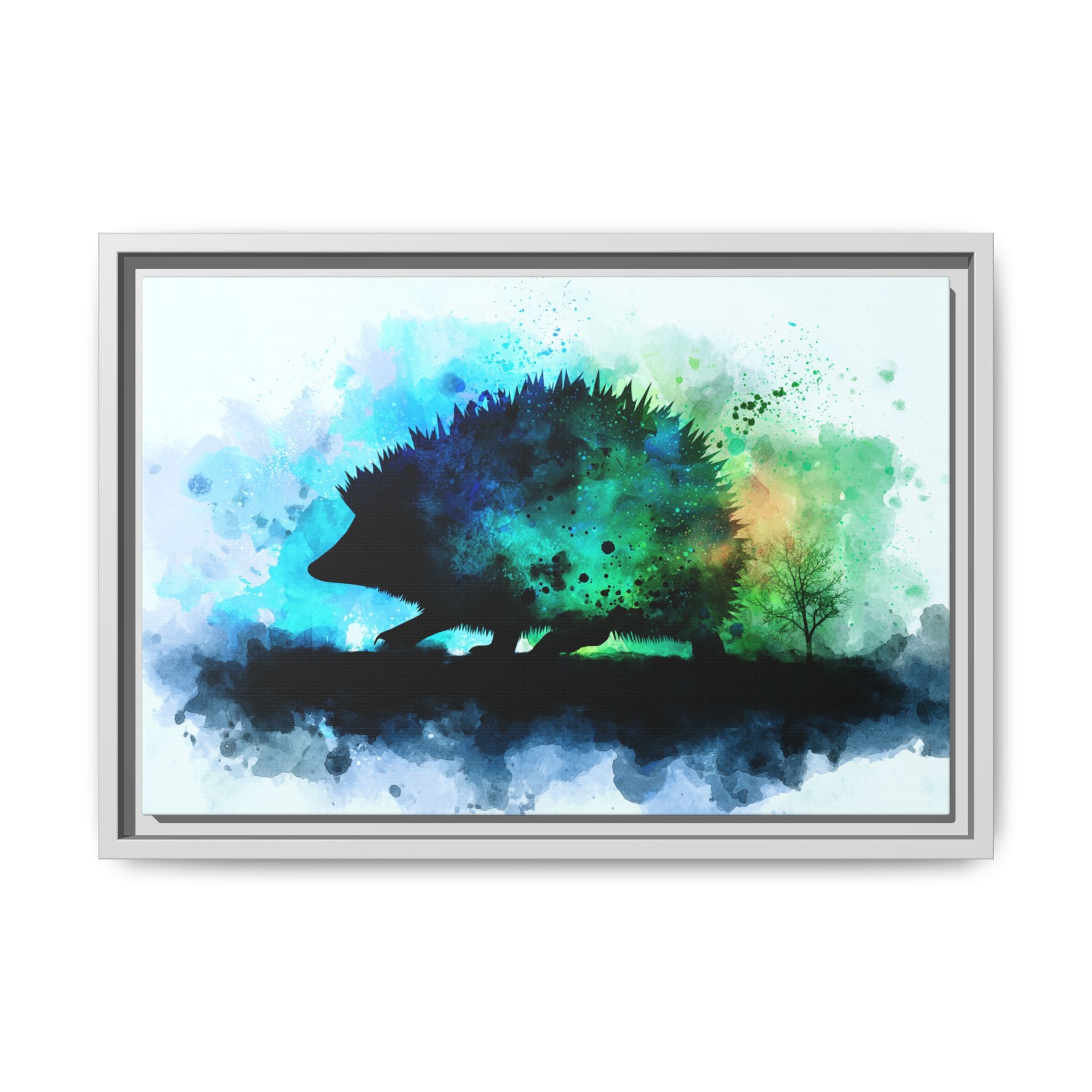 Hedgehog Silhouette Watercolor Art | Nature-Inspired Home Decor
