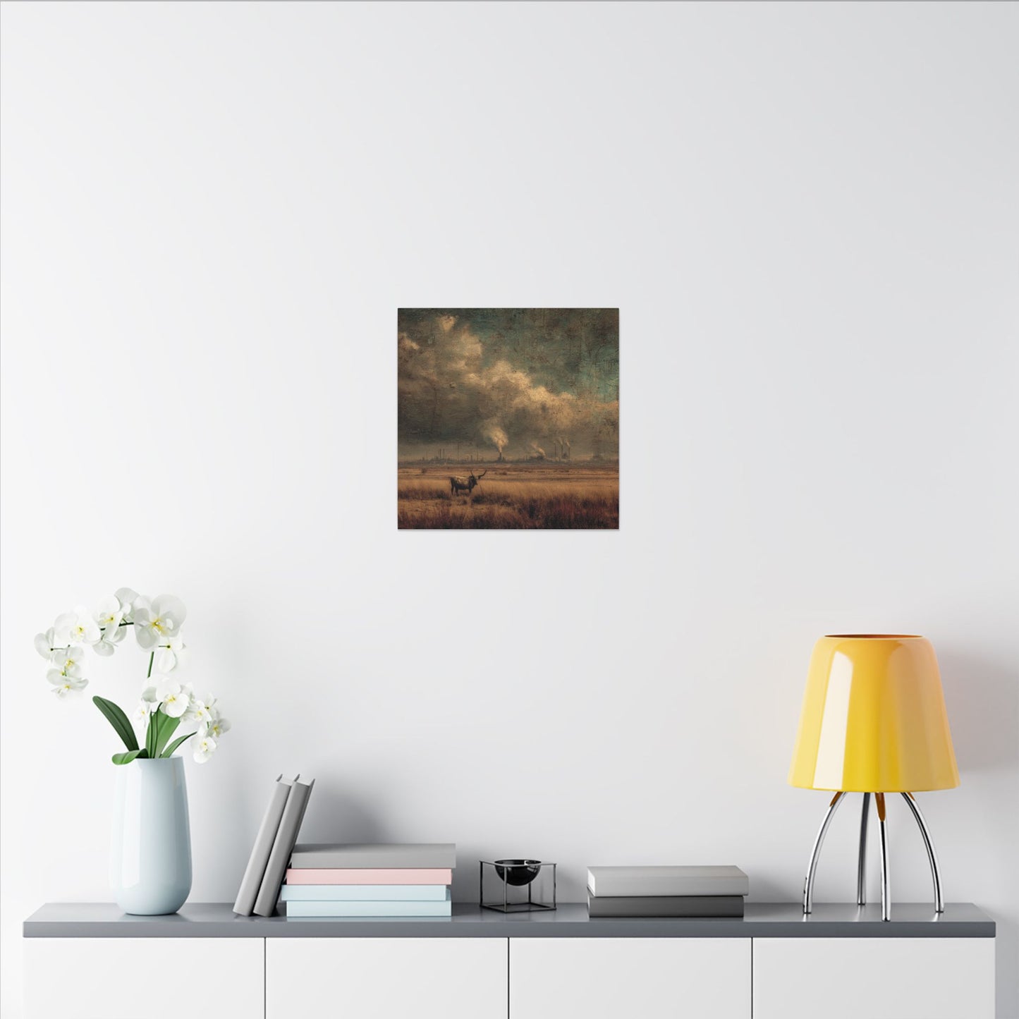 Cattle in Industrial Landscape | Vintage Style Art Print
