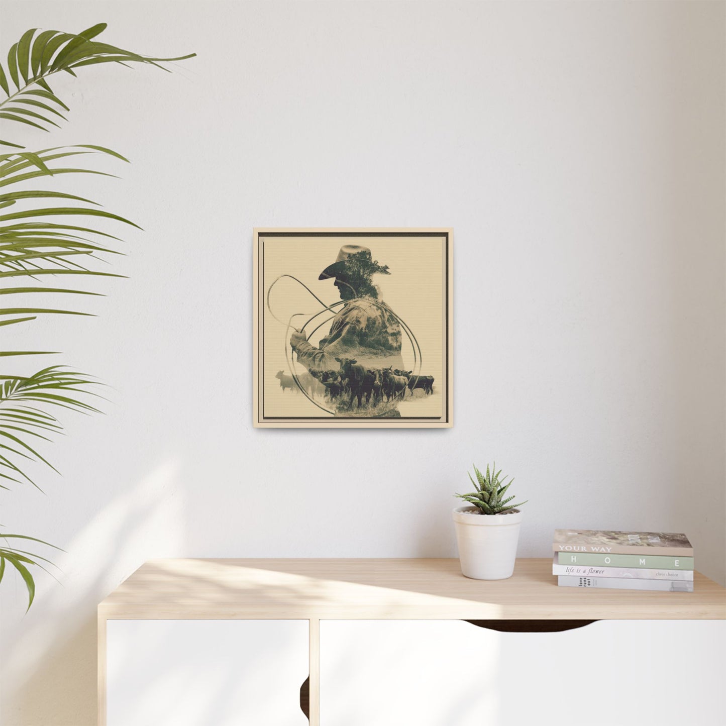 Lone Cowboy Silhouette Art - Vintage Western Charm