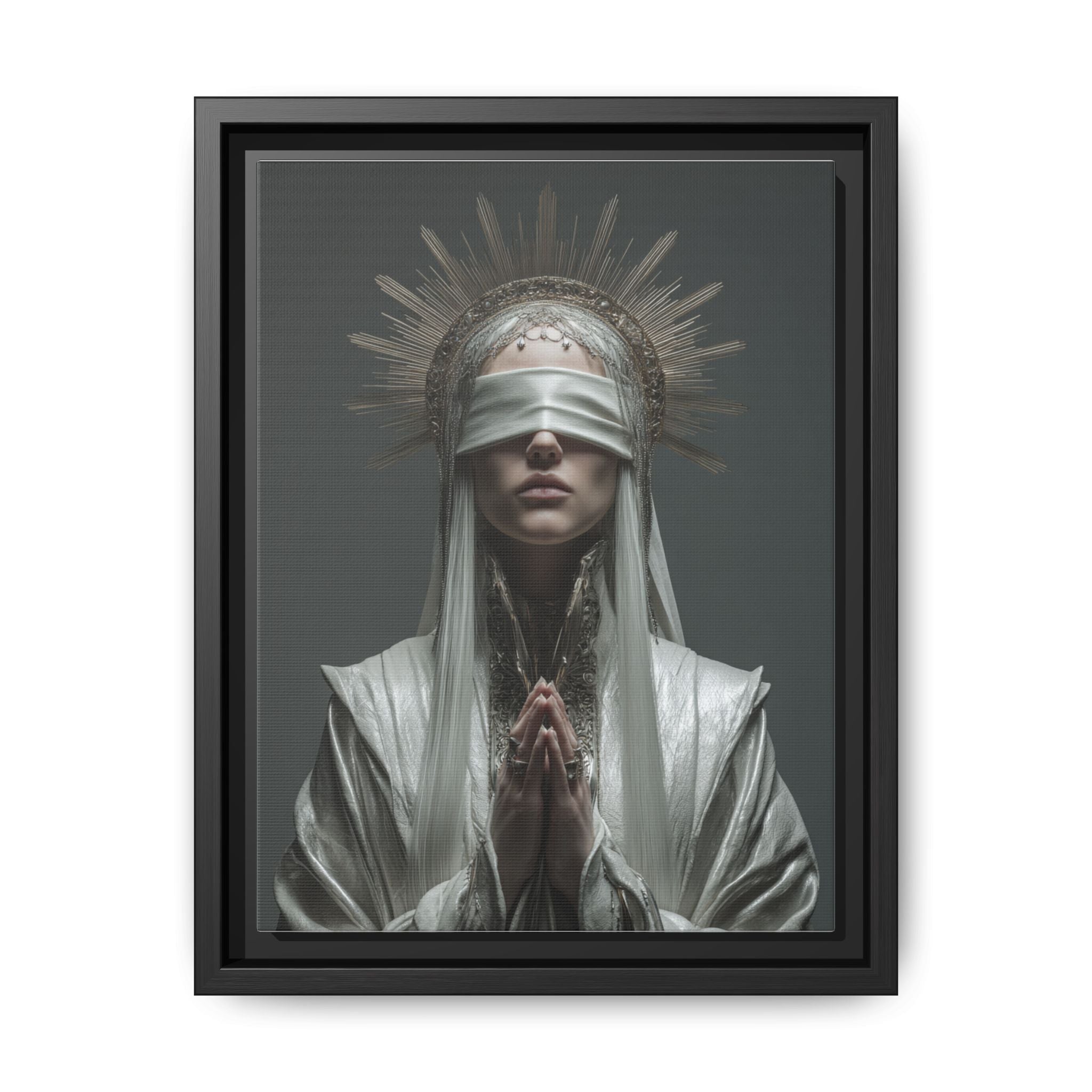Ethereal Blindfolded Saint Art | Spiritual Home Decor