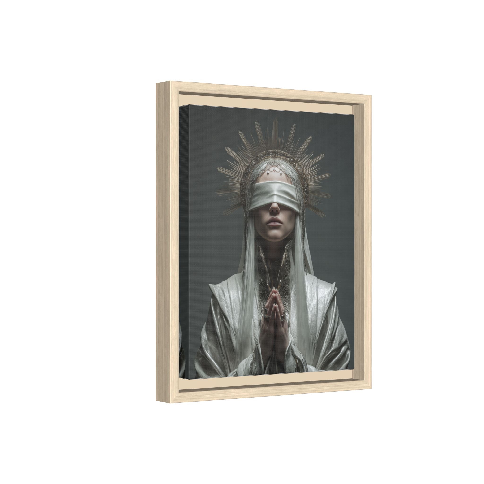 Ethereal Blindfolded Saint Art | Spiritual Home Decor