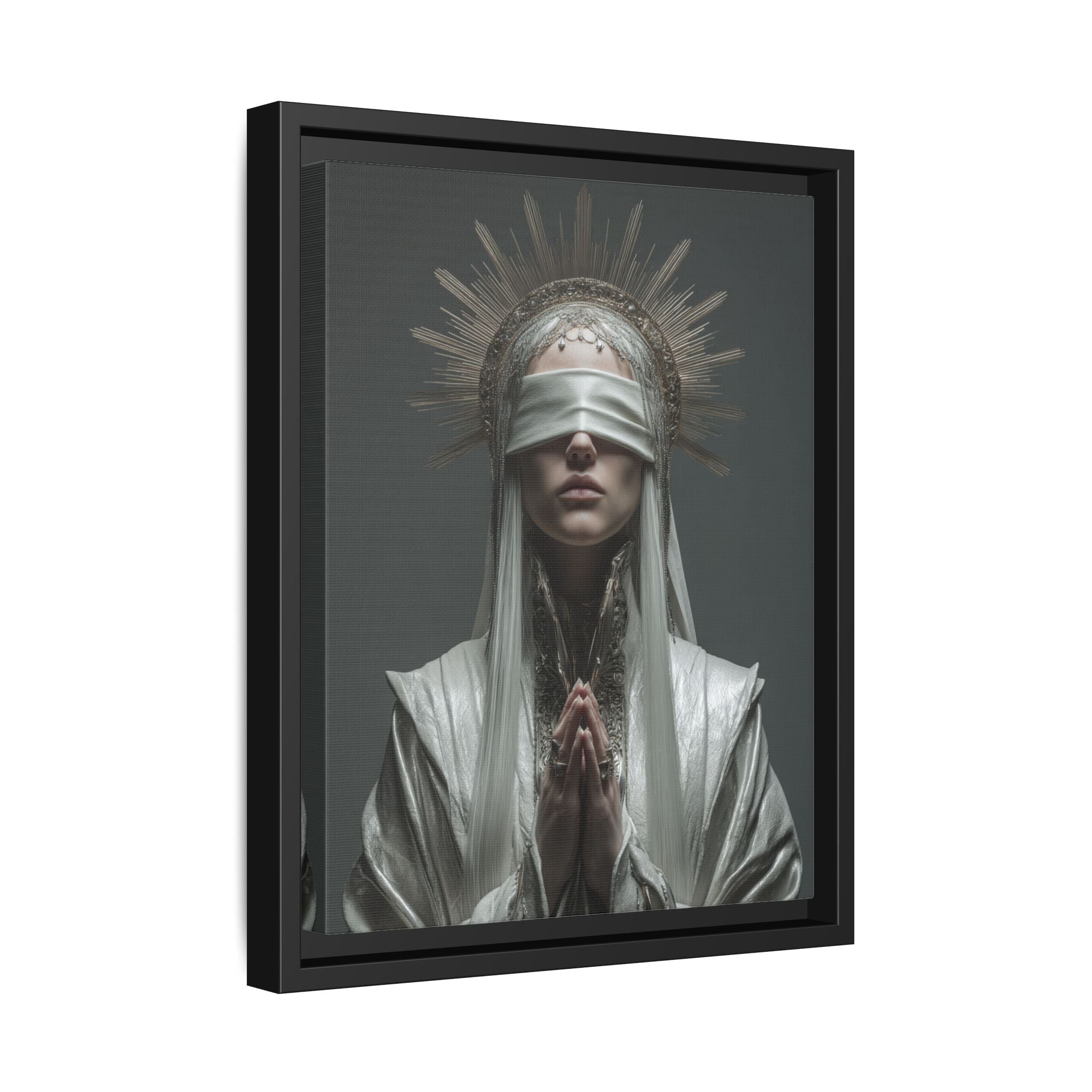 Ethereal Blindfolded Saint Art | Spiritual Home Decor