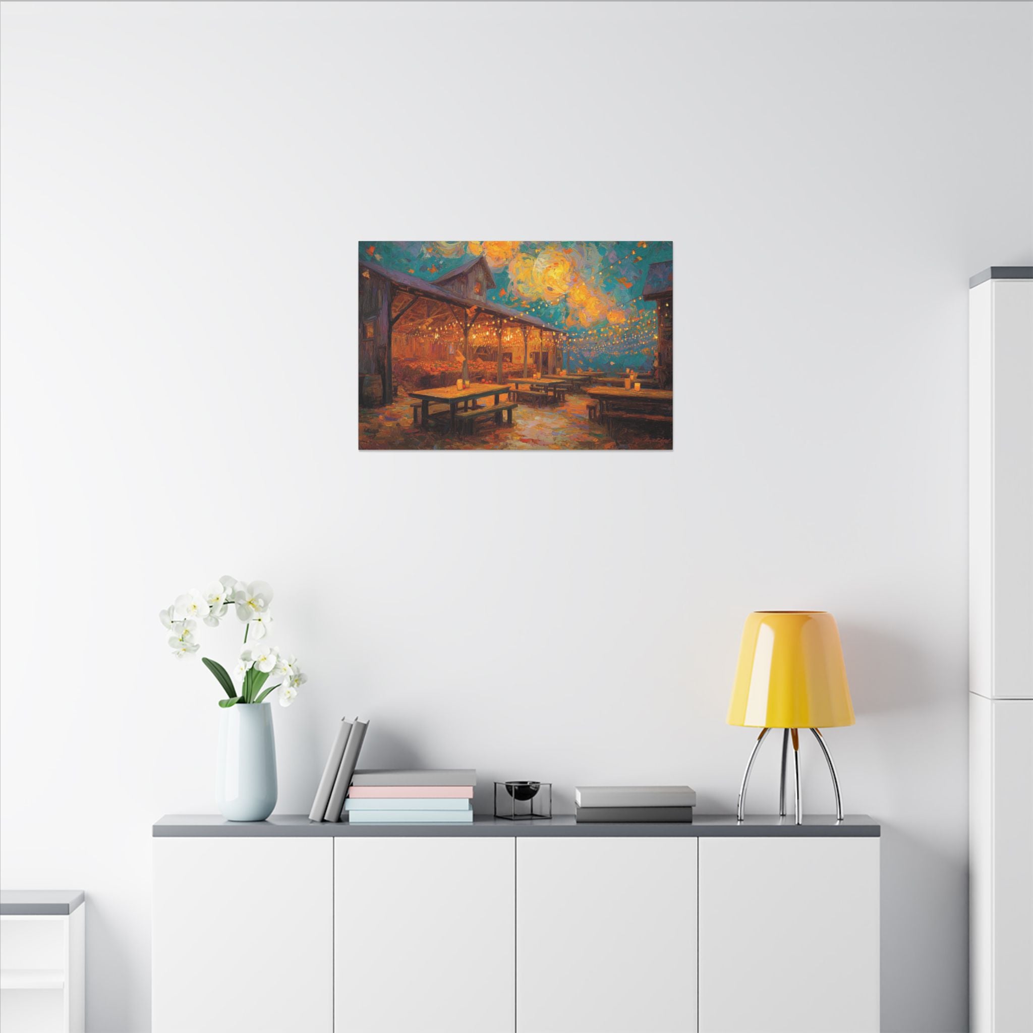 Autumn Festival Night Scene - Colorful Impressionist Art