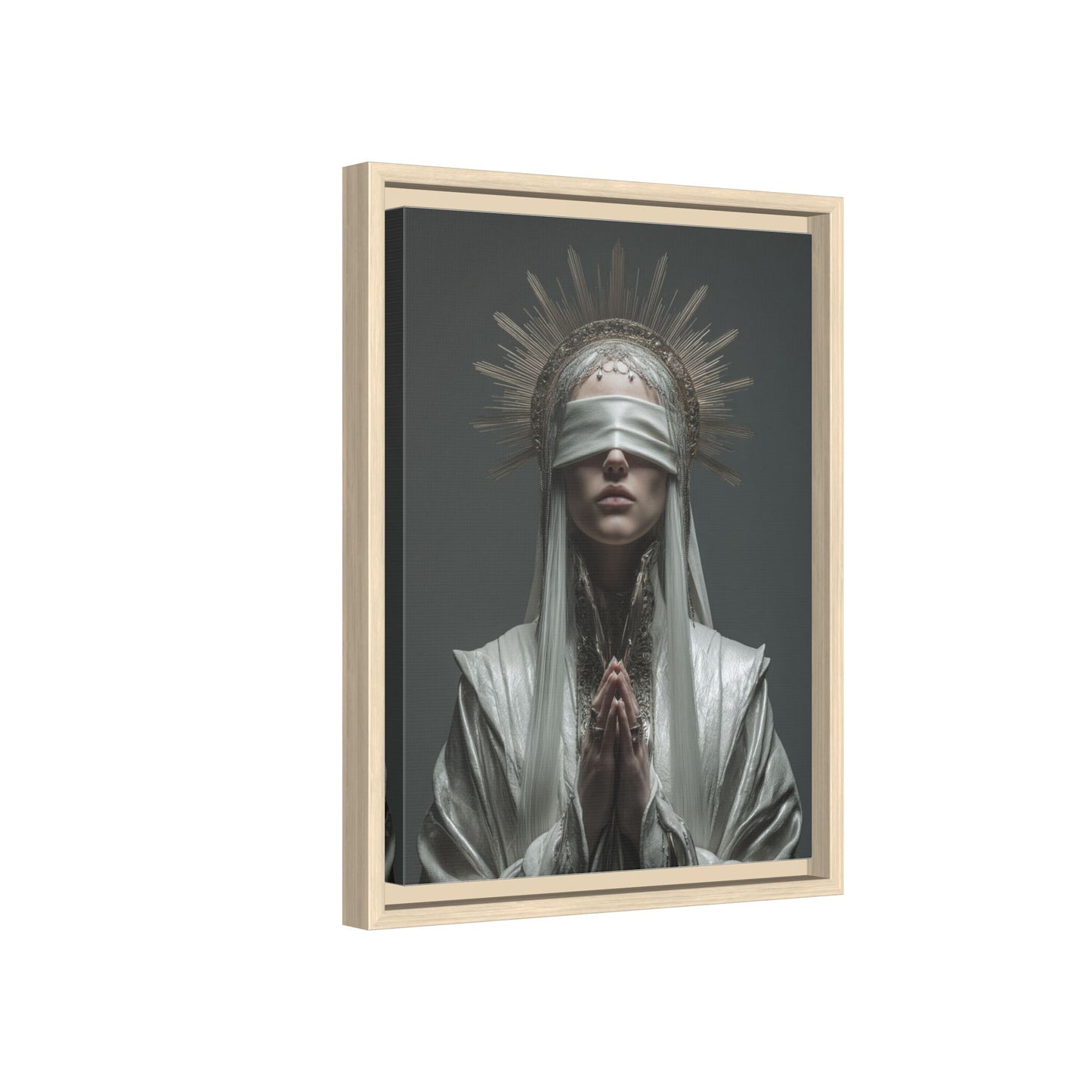 Ethereal Blindfolded Saint Art | Spiritual Home Decor