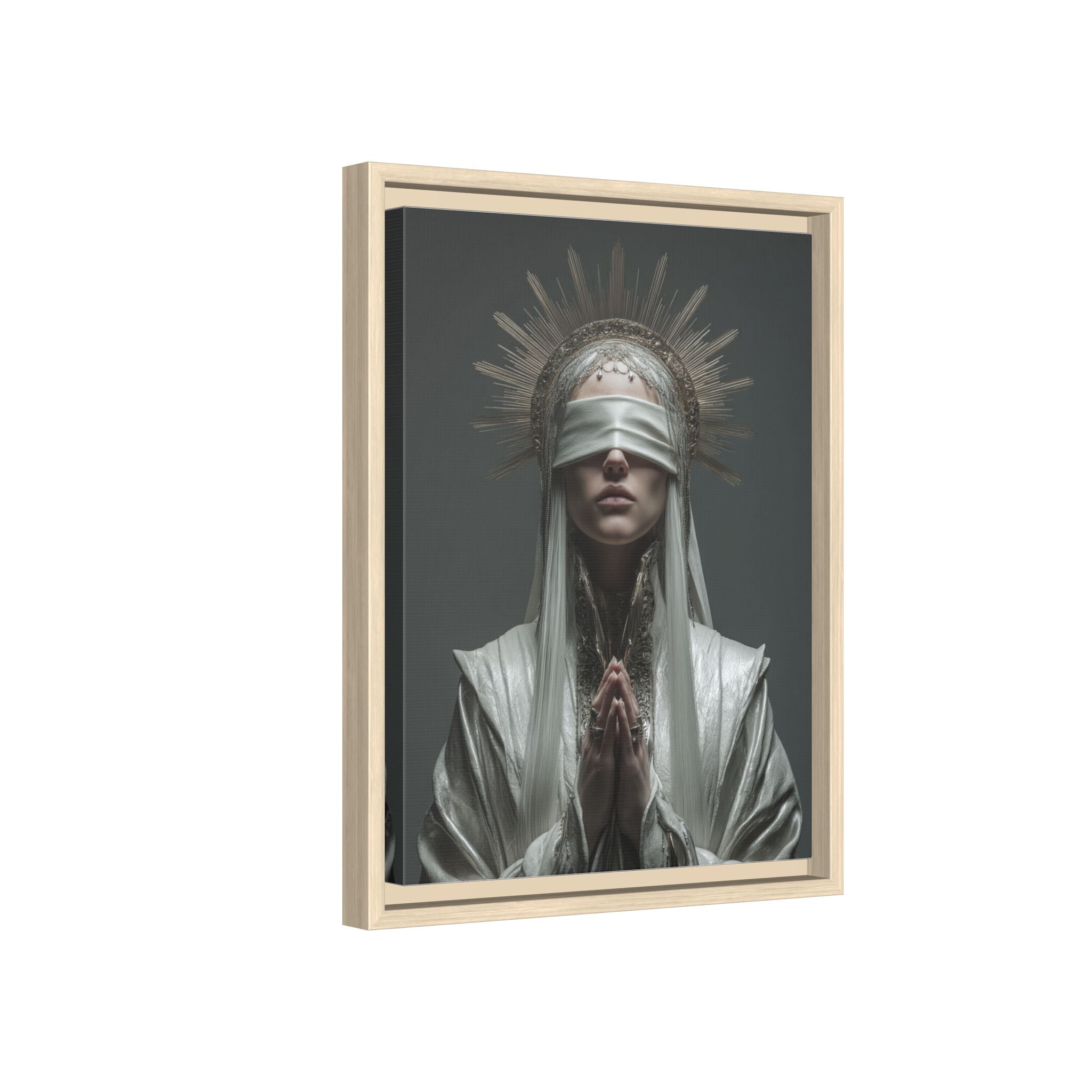 Ethereal Blindfolded Saint Art | Spiritual Home Decor