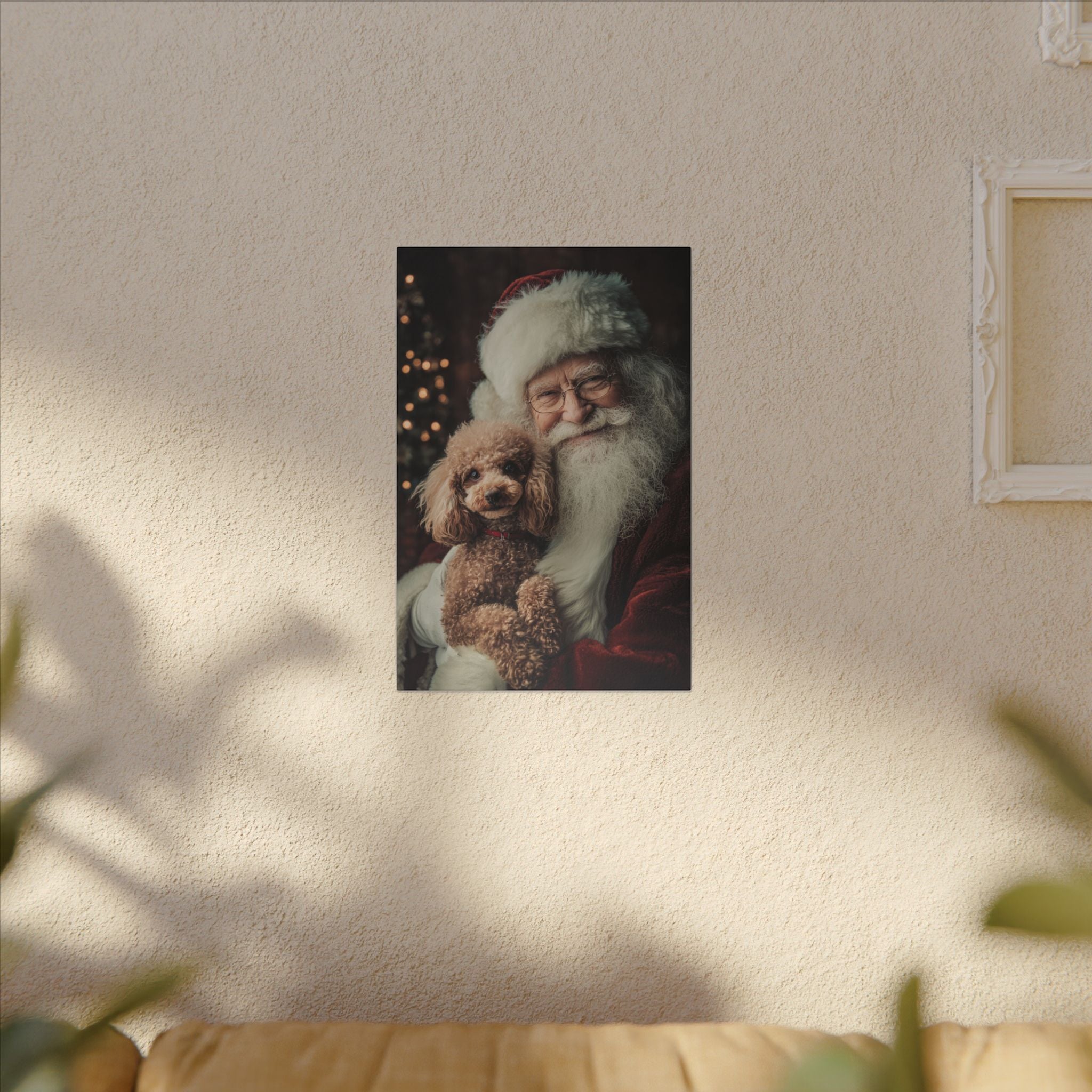 Heartwarming Santa and Poodle Artwork – Holiday Home Décor