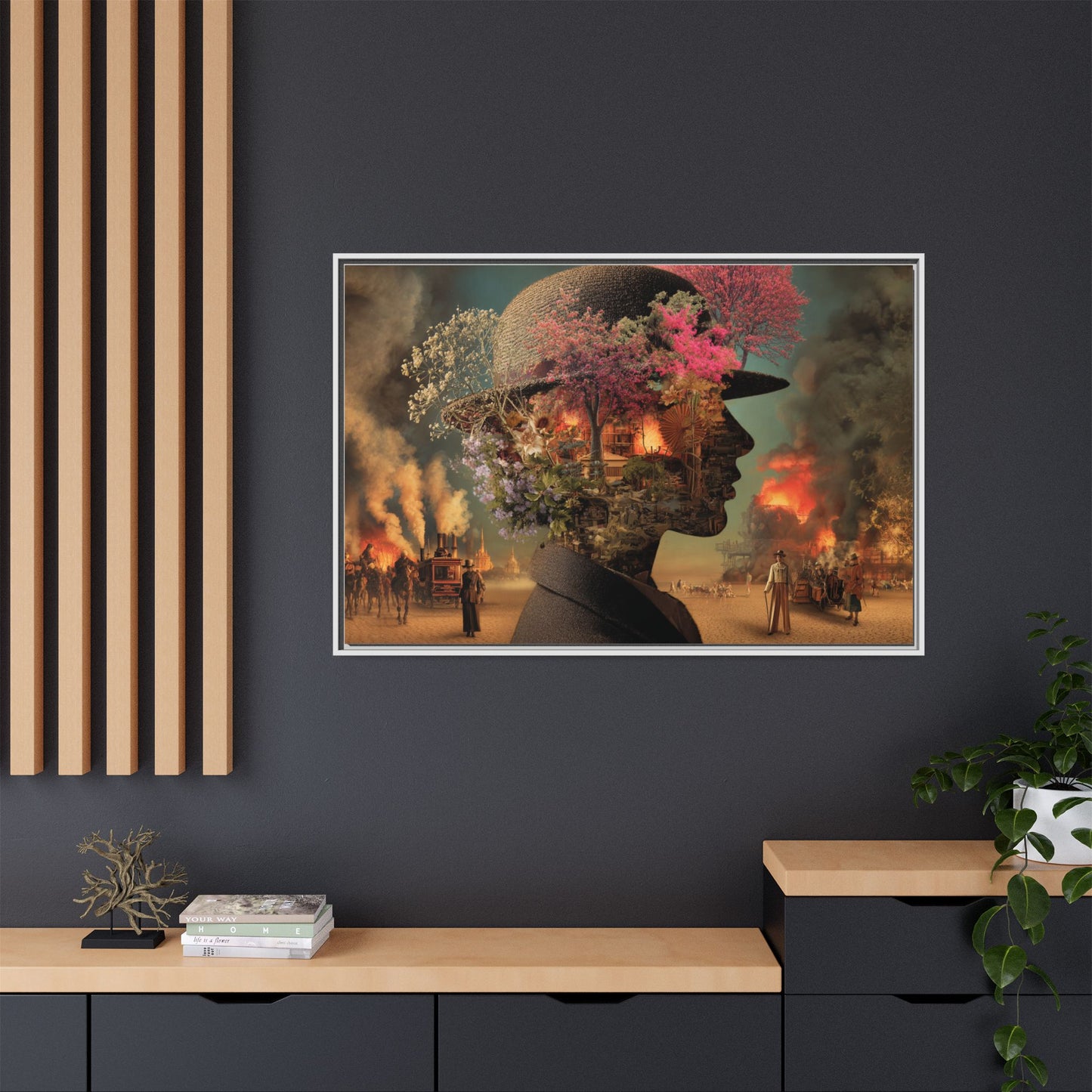 Whimsical Floral Silhouette Art Print | Living Room Décor