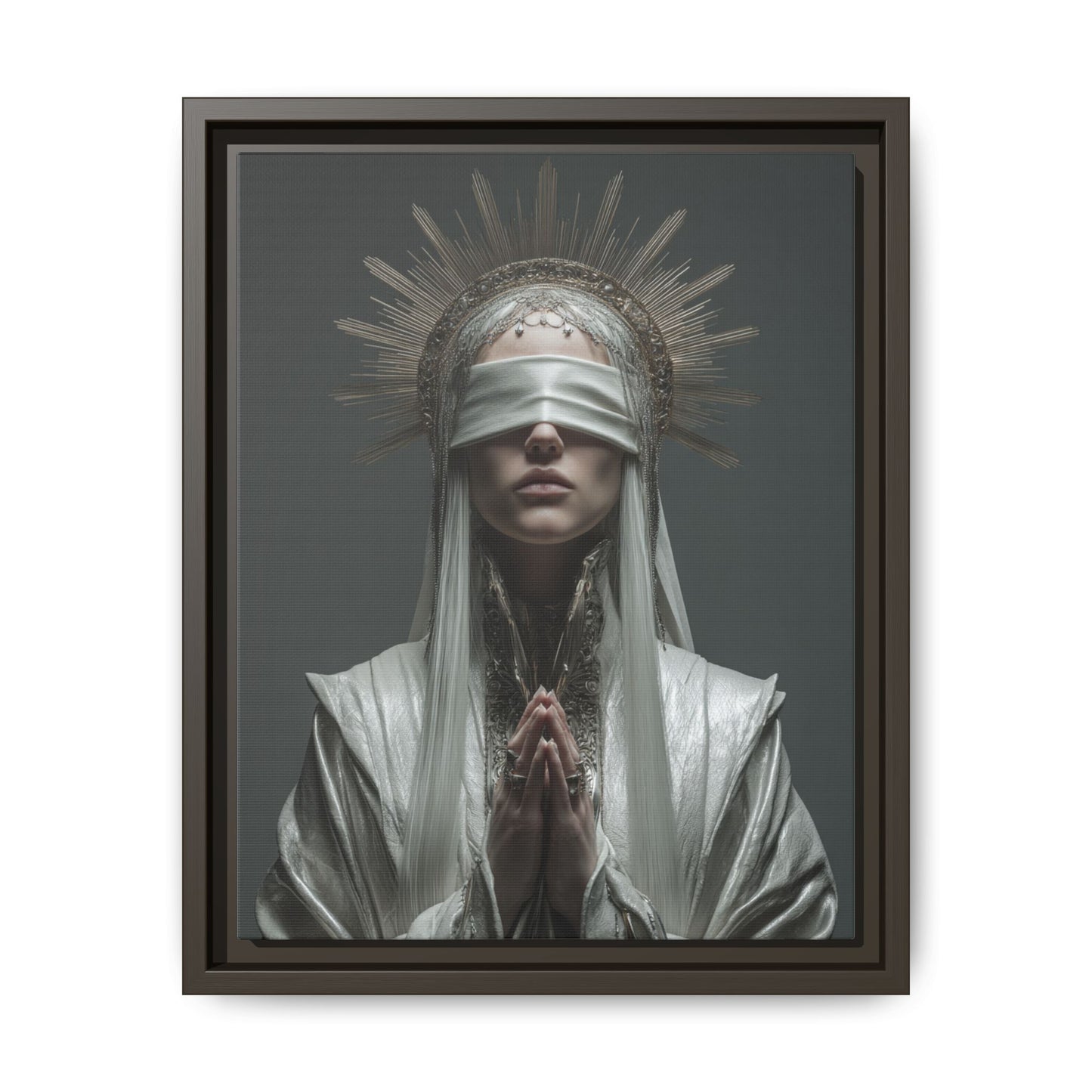 Ethereal Blindfolded Saint Art | Spiritual Home Decor