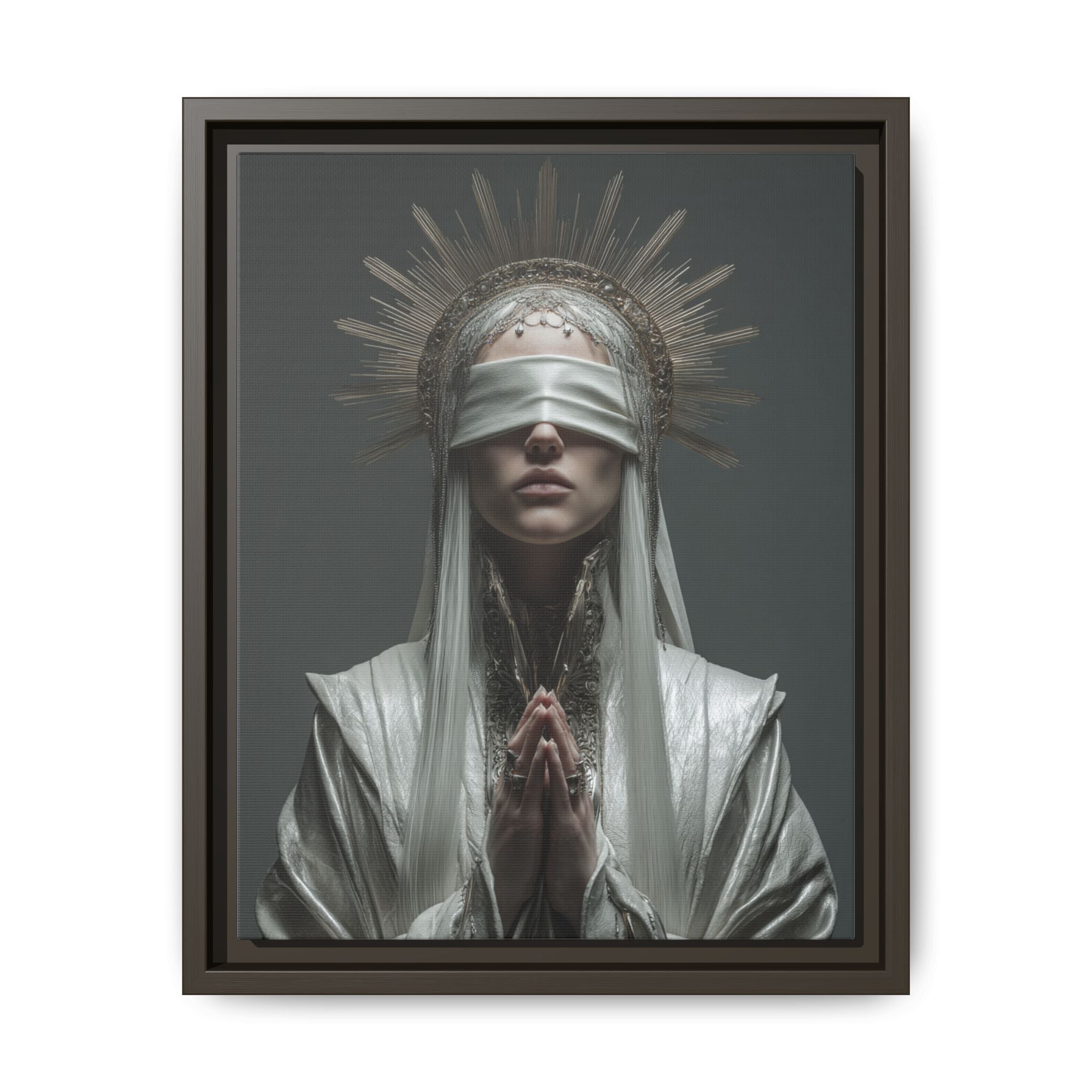 Ethereal Blindfolded Saint Art | Spiritual Home Decor