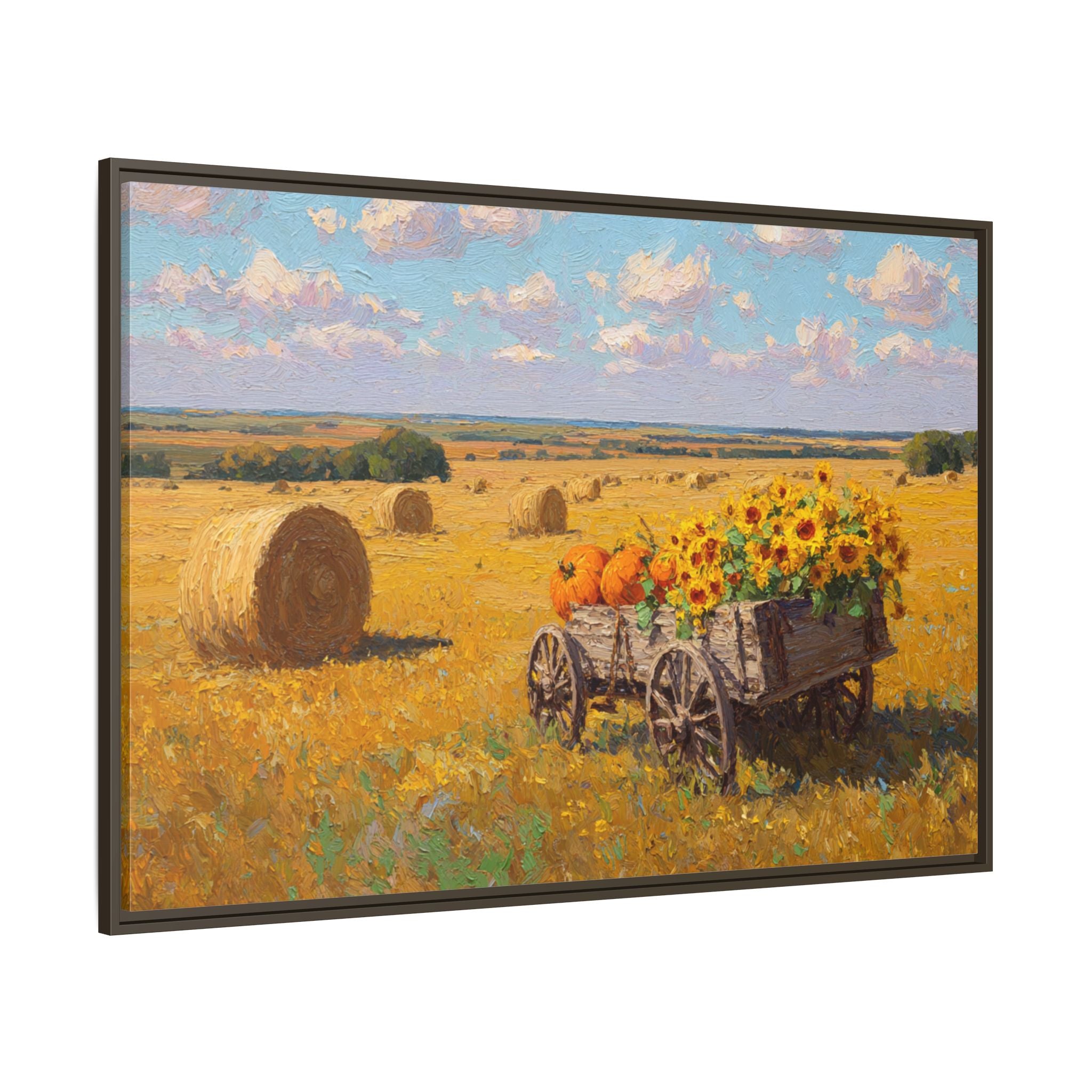 Sunflower Harvest Wagon Decor | Rustic Farm Art for Home