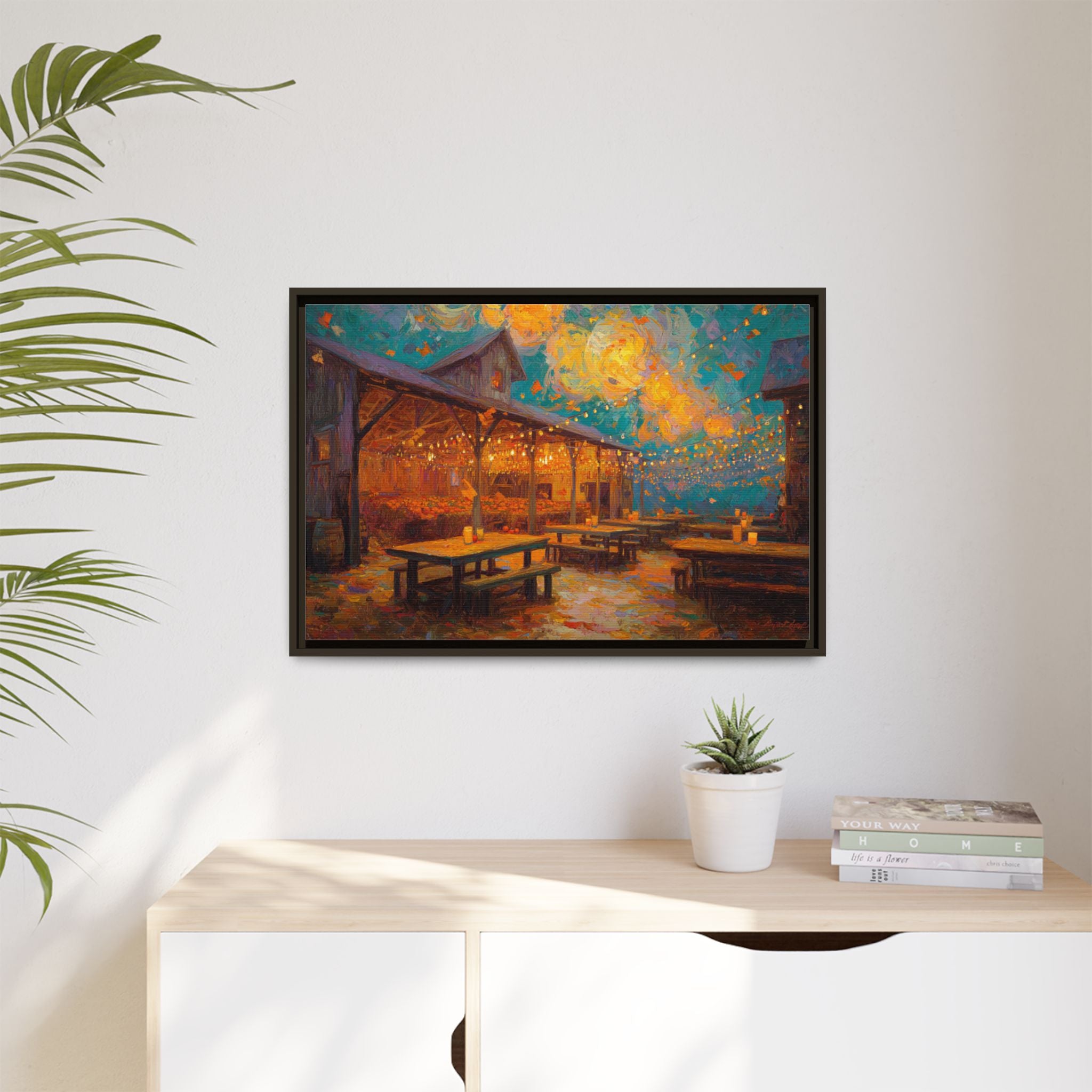 Autumn Festival Night Scene - Colorful Impressionist Art