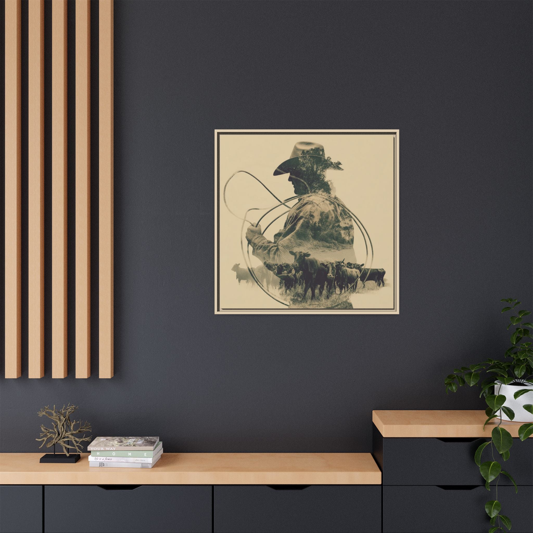Lone Cowboy Silhouette Art - Vintage Western Charm