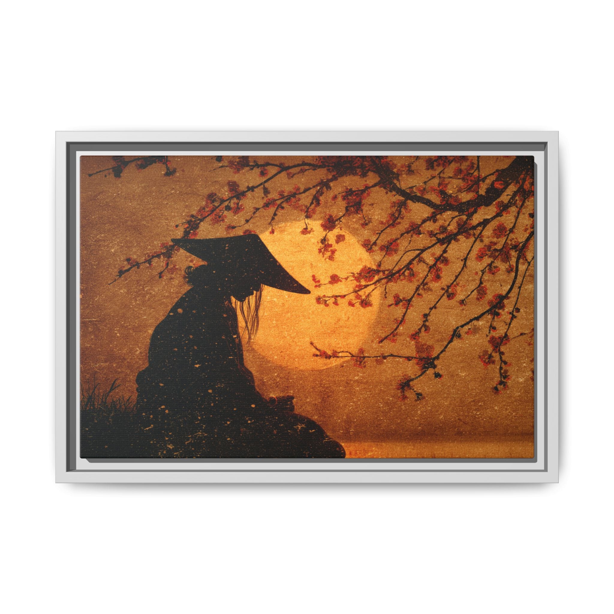 Serene Silhouette of Contemplation | Asian-Inspired Artwork