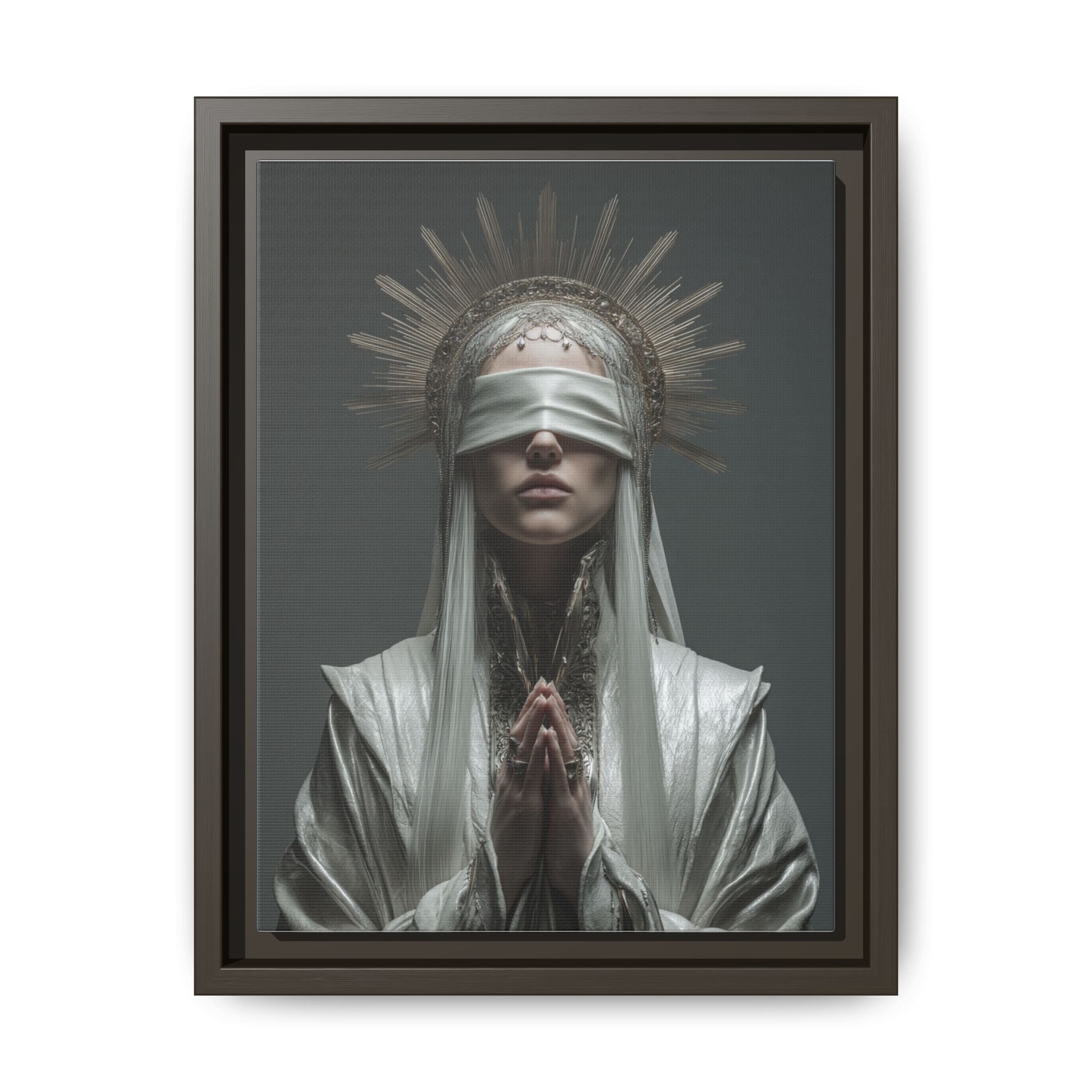Ethereal Blindfolded Saint Art | Spiritual Home Decor