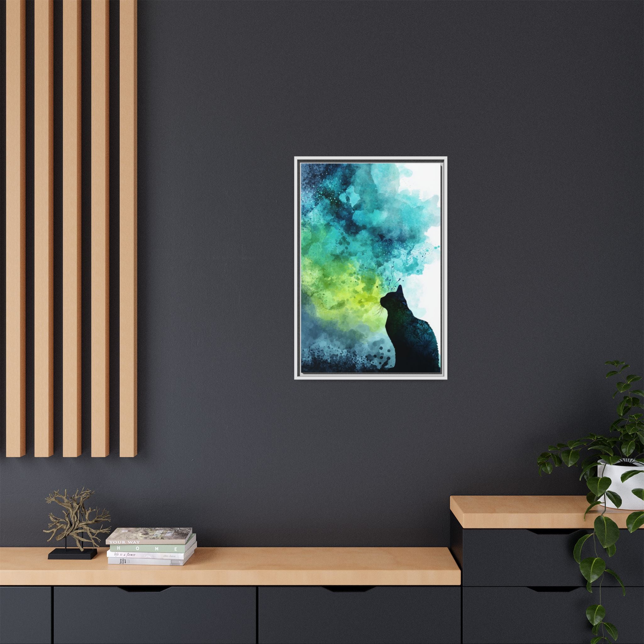 Dreamy Cat Watercolor Art Print - Serene Home Decor