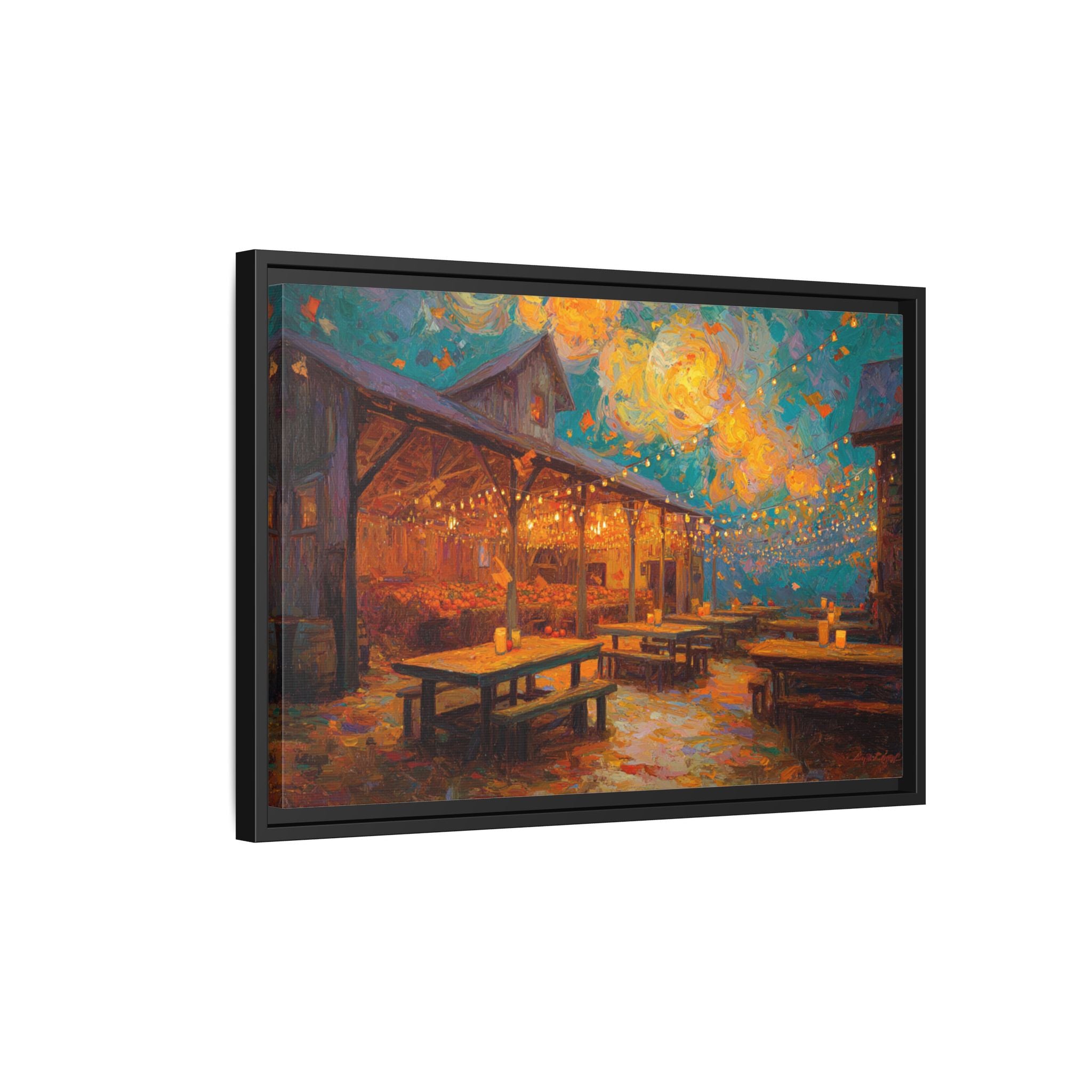 Autumn Festival Night Scene - Colorful Impressionist Art