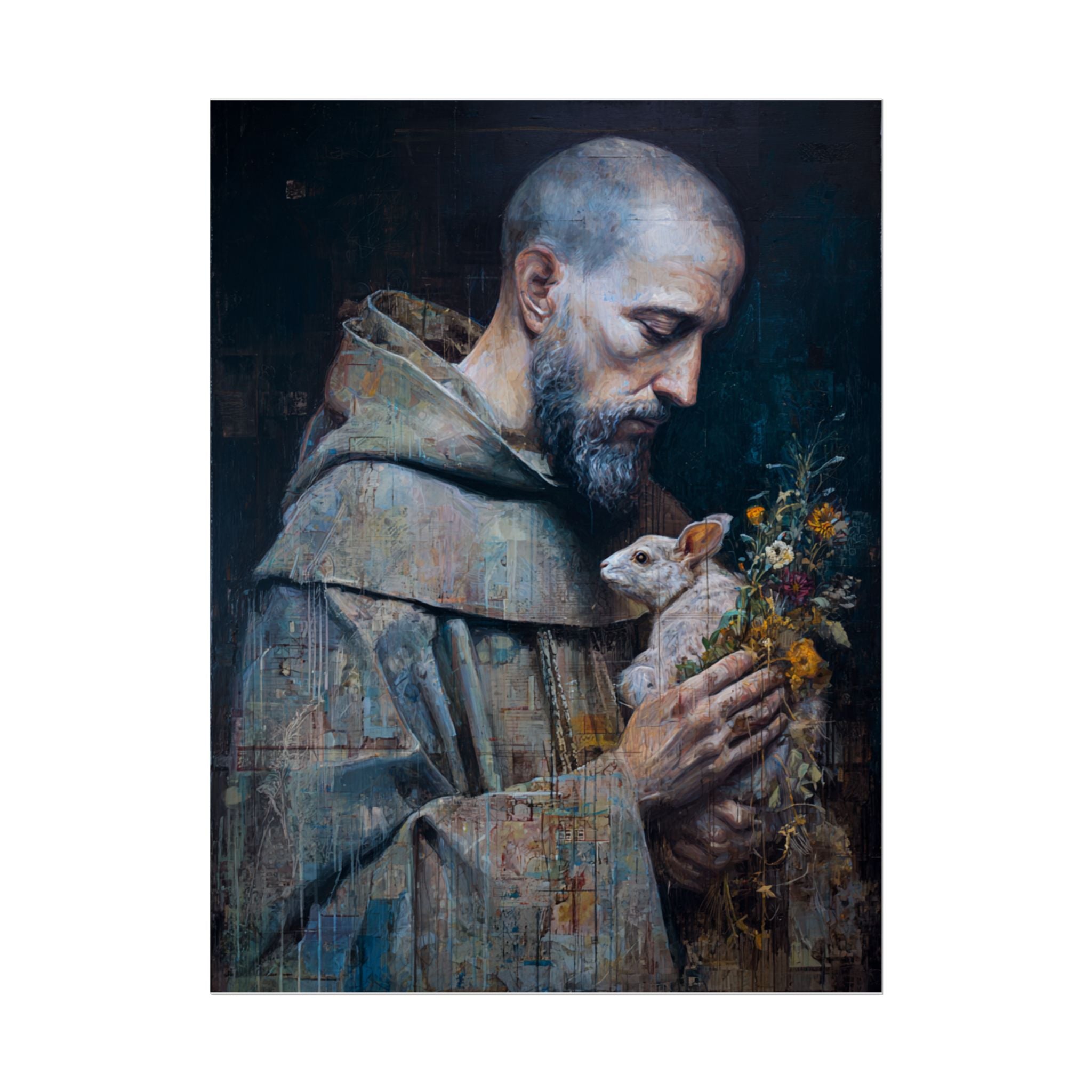Saint Francis and Rabbit Artwork - Nature Inspired Wall Art